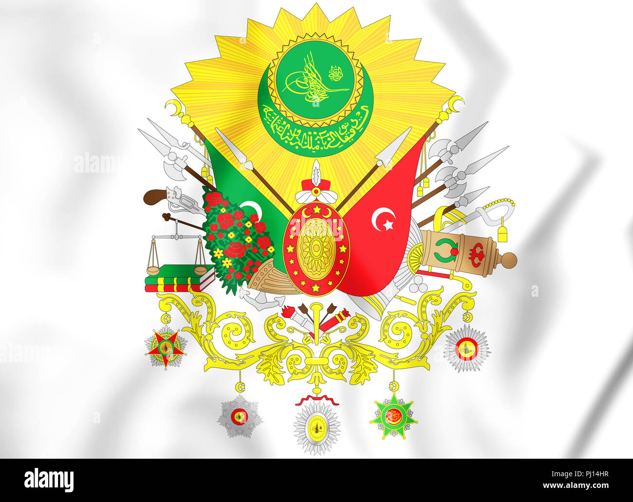 Ottoman Empire coat of arms (12991923). 3D Illustration Stock Photo