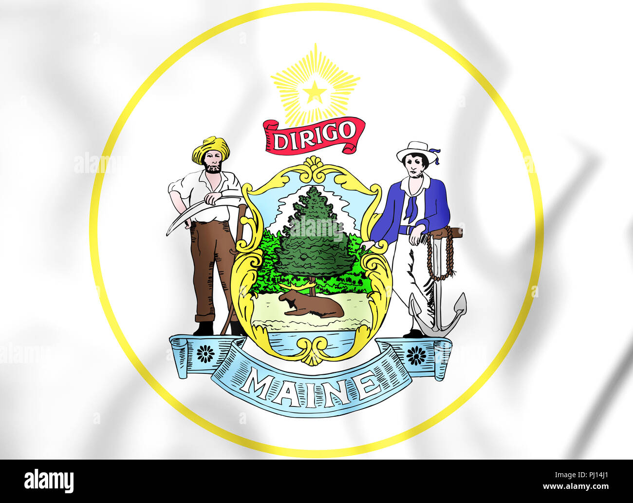 State Seal of the Maine state, USA. 3D Illustration Stock Photo Alamy