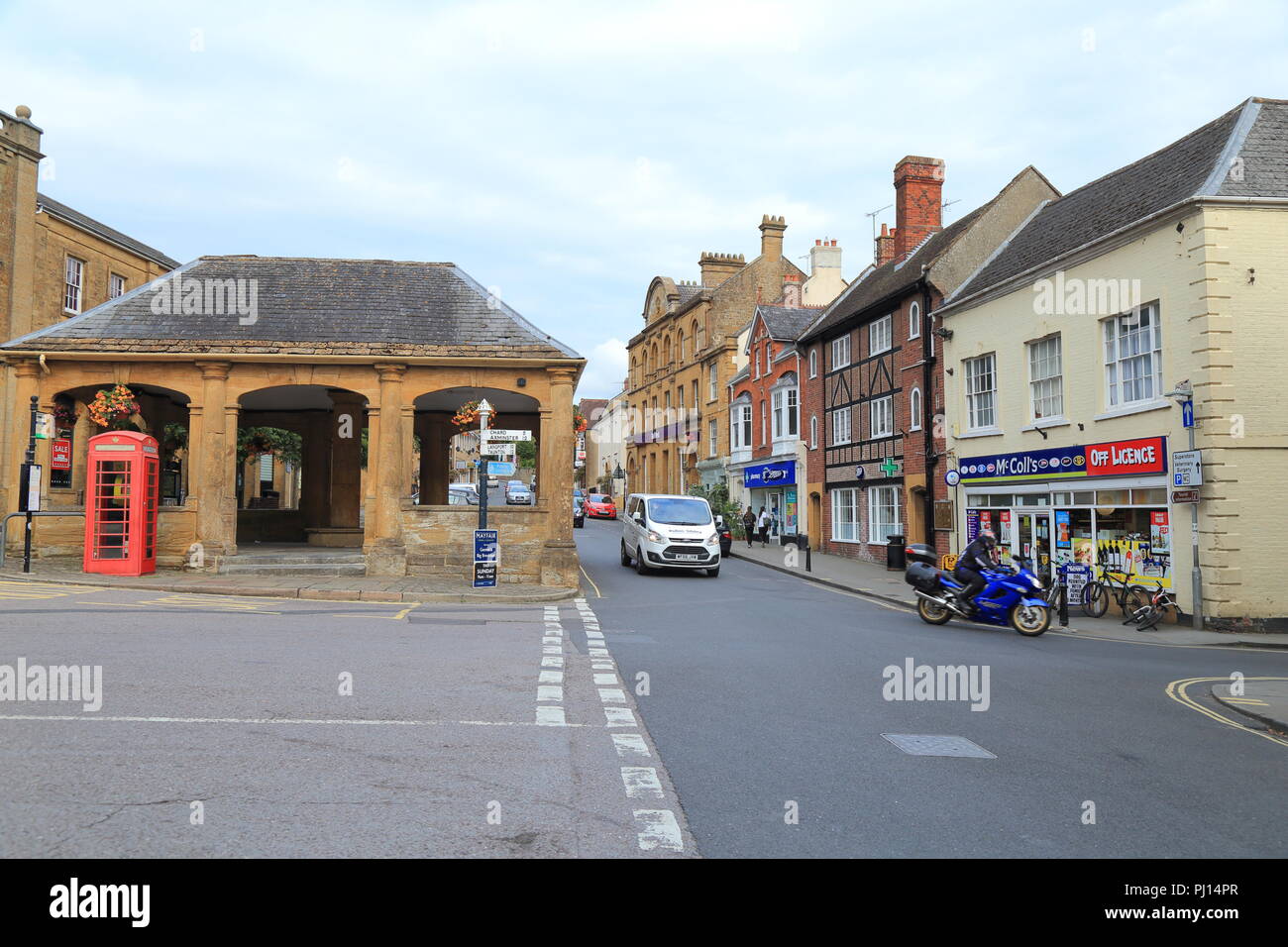 Town centre and historic The Market House Grade II listed building in Ilminster, Somerset Stock Photo