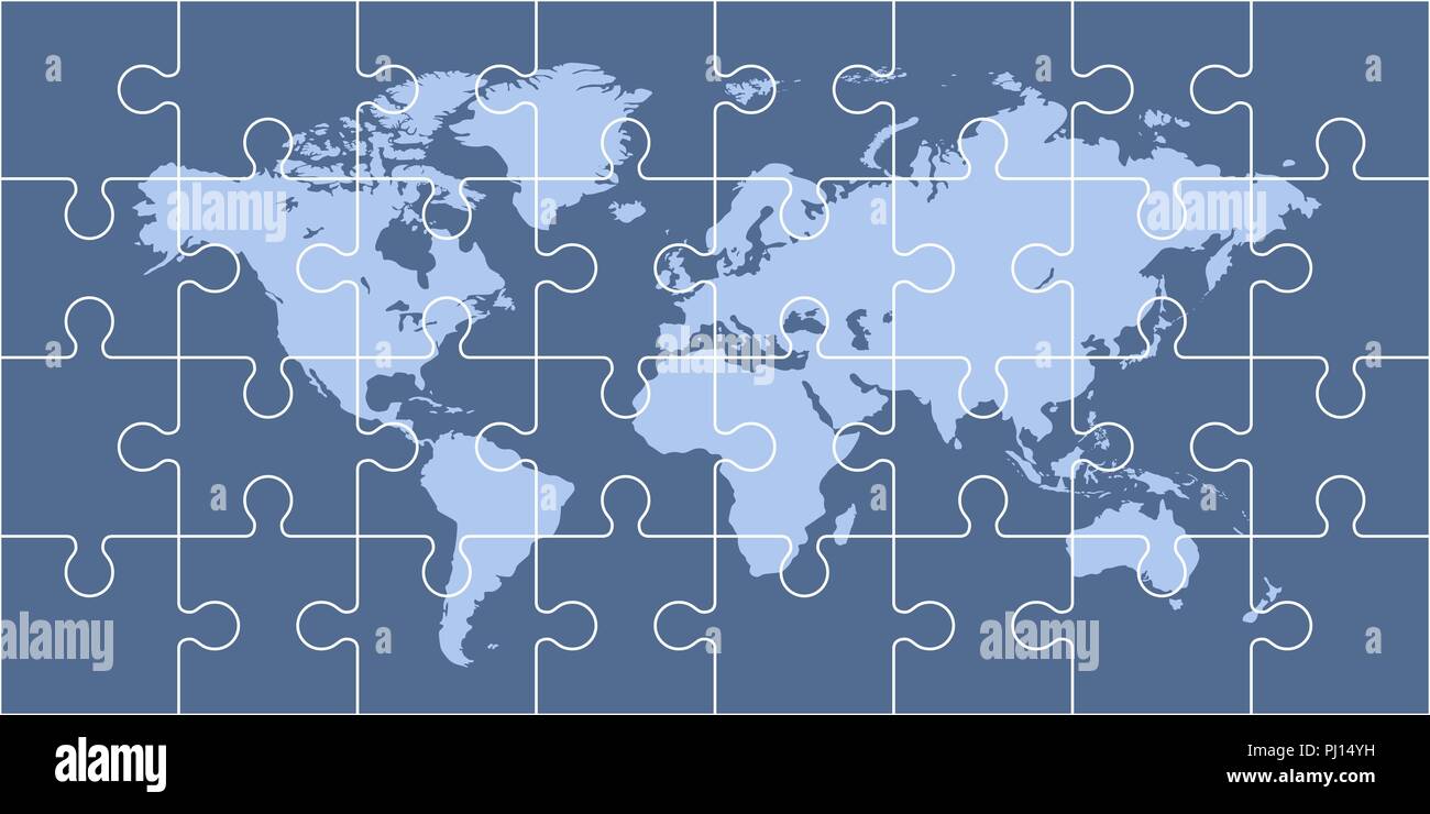 Puzzle world map Stock Vector