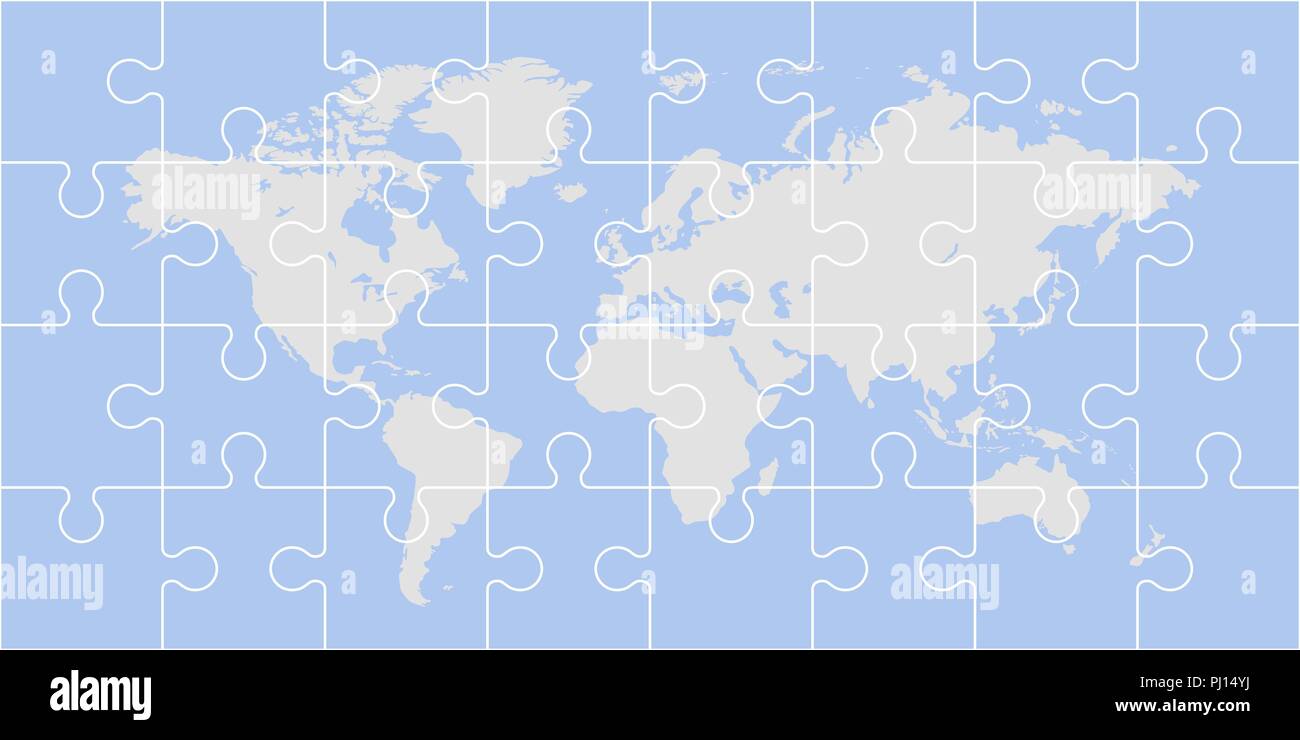 Puzzle world map Stock Vector
