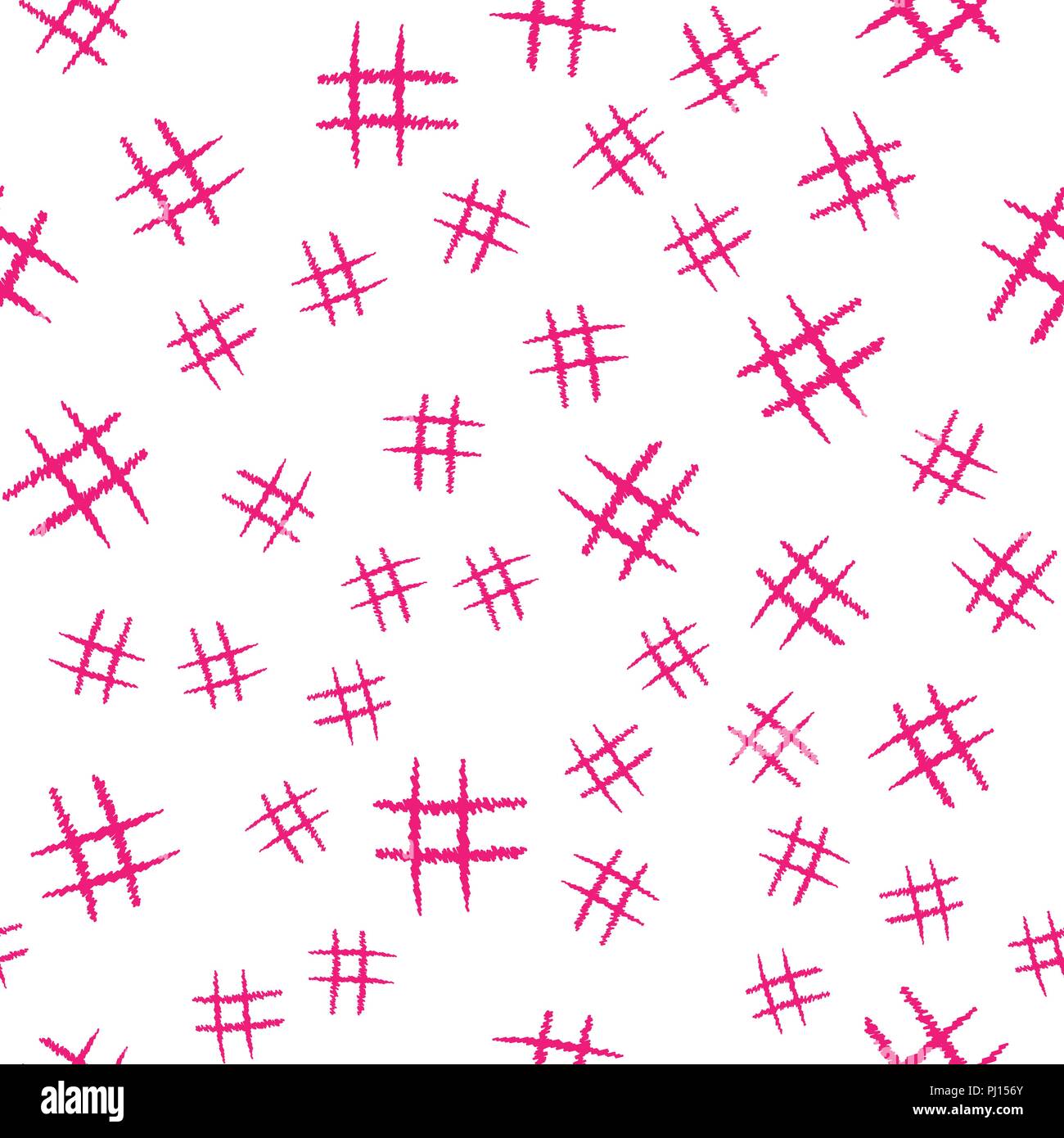 Vector illustration. Hashtag icon seamless pattern. Hashtag random seamless pattern Stock Vector