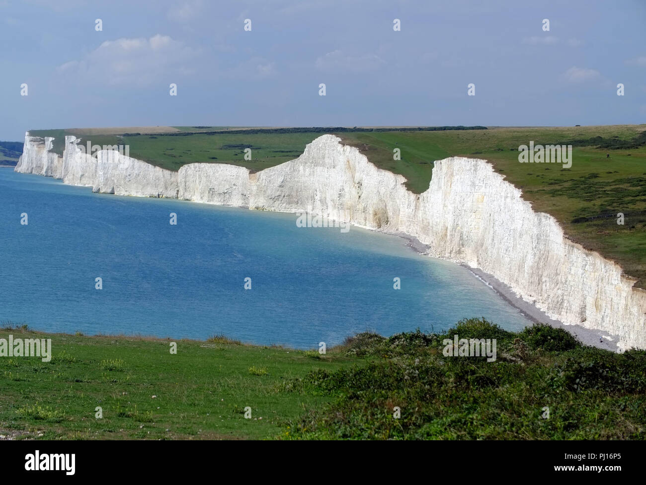 Seven Sisters chalk cliffs in the South Downs National Park, East Sussex, UK Stock Photo