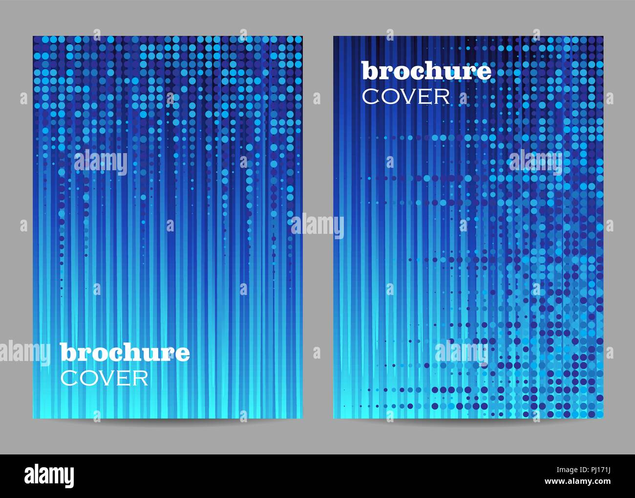 Brochure template layout design. Abstract blue dotted pattern on striped background. Stock Vector