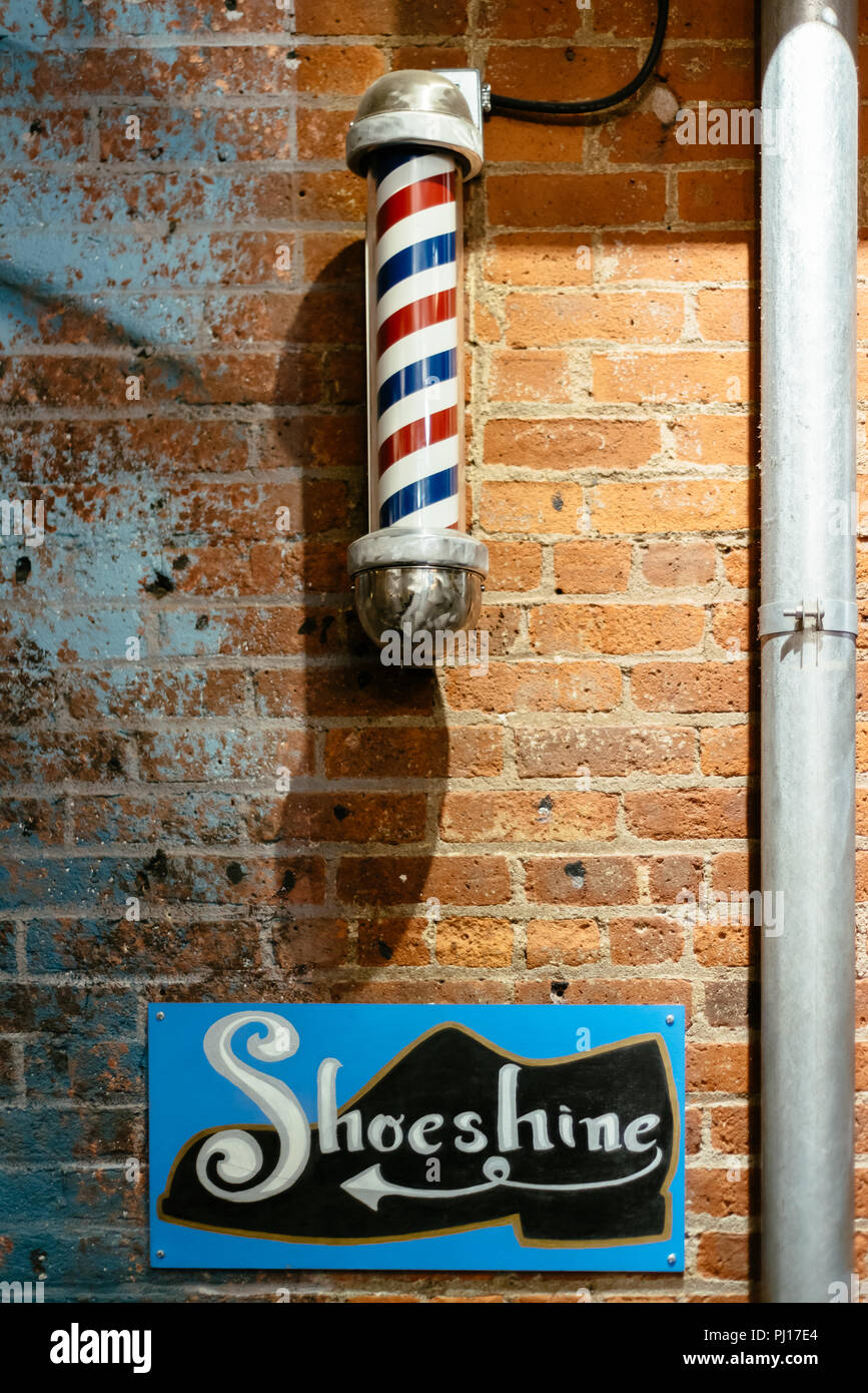 New York City Usa June 22 2018 Shoeshine And Barbershop Signs