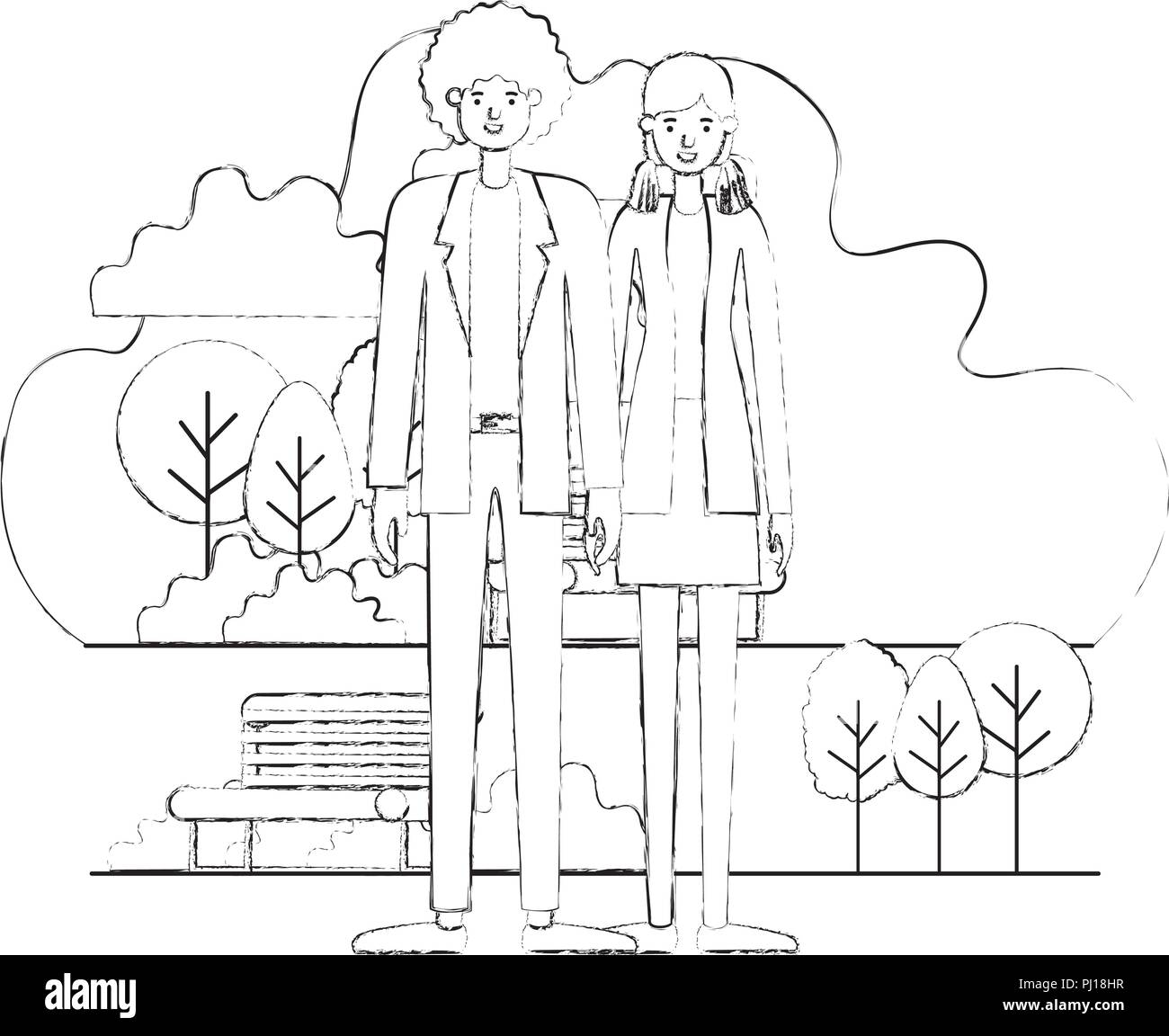 couple characters in the park scene Stock Vector Image & Art - Alamy