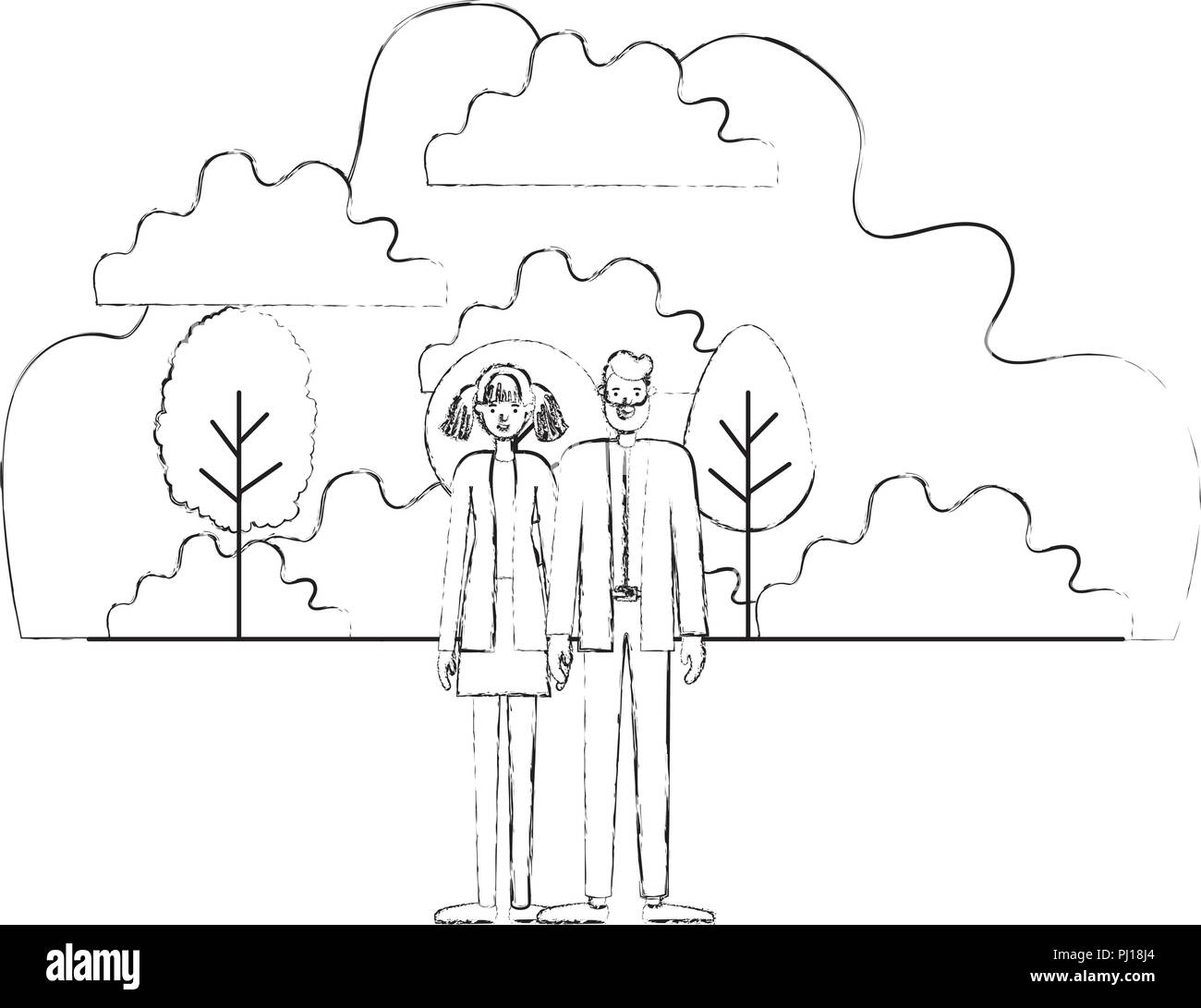 couple characters in camp scene Stock Vector Image & Art - Alamy