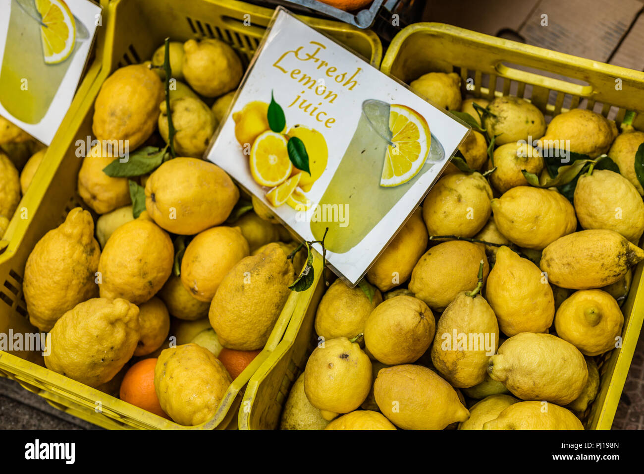 AMALFI (SA), ITALY - AUGUST 29, 2018: Amalfi Lemons on sale Stock Photo