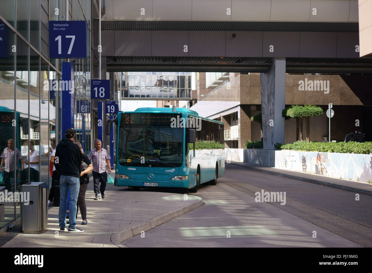 Frankfurt Germany August 11 2018 Travelers At The Bus Station Of frankfurt-germany-august-11-2018-travelers-at-the-bus-station-of