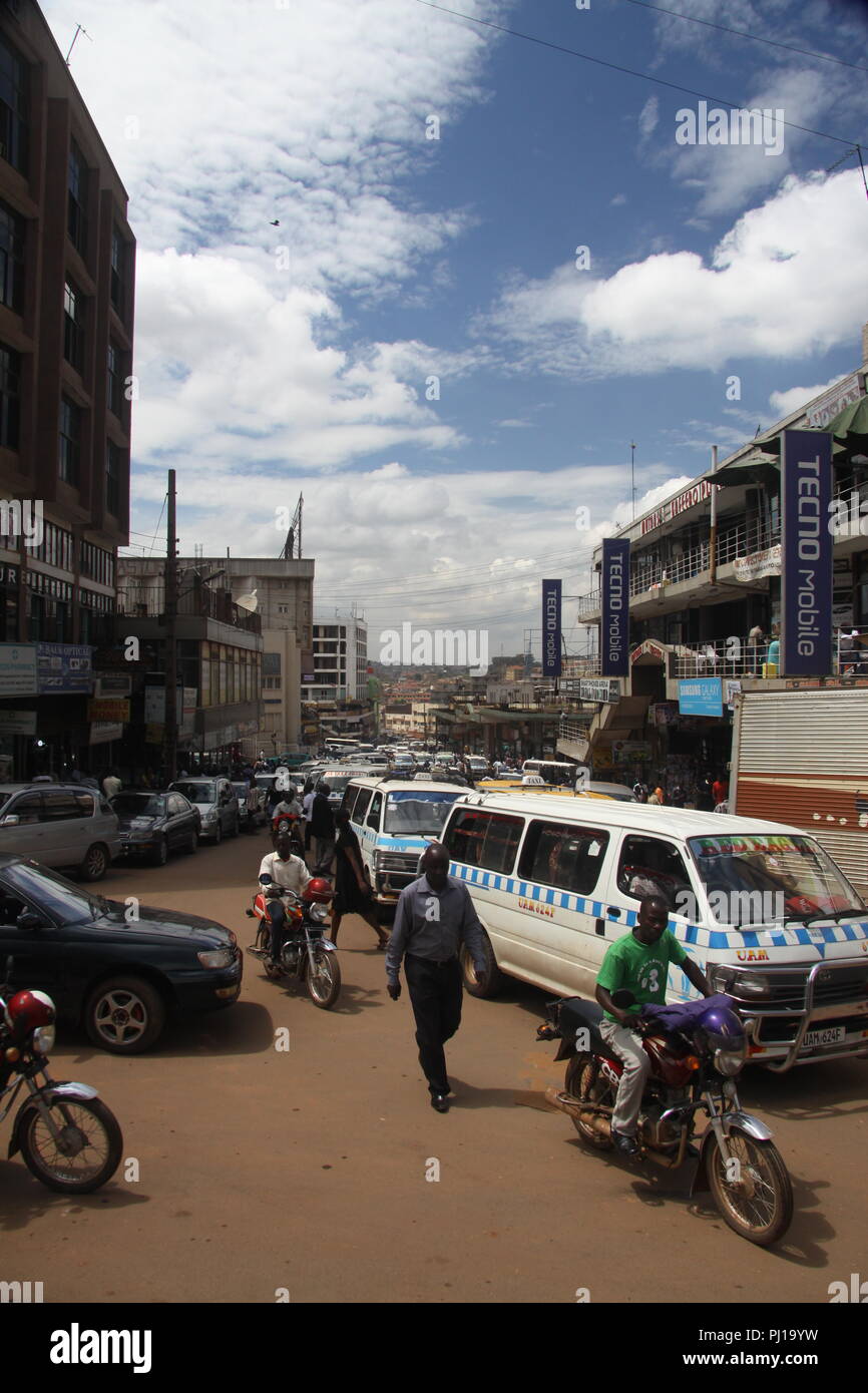 a busy street in downtown Kampala Stock Photo