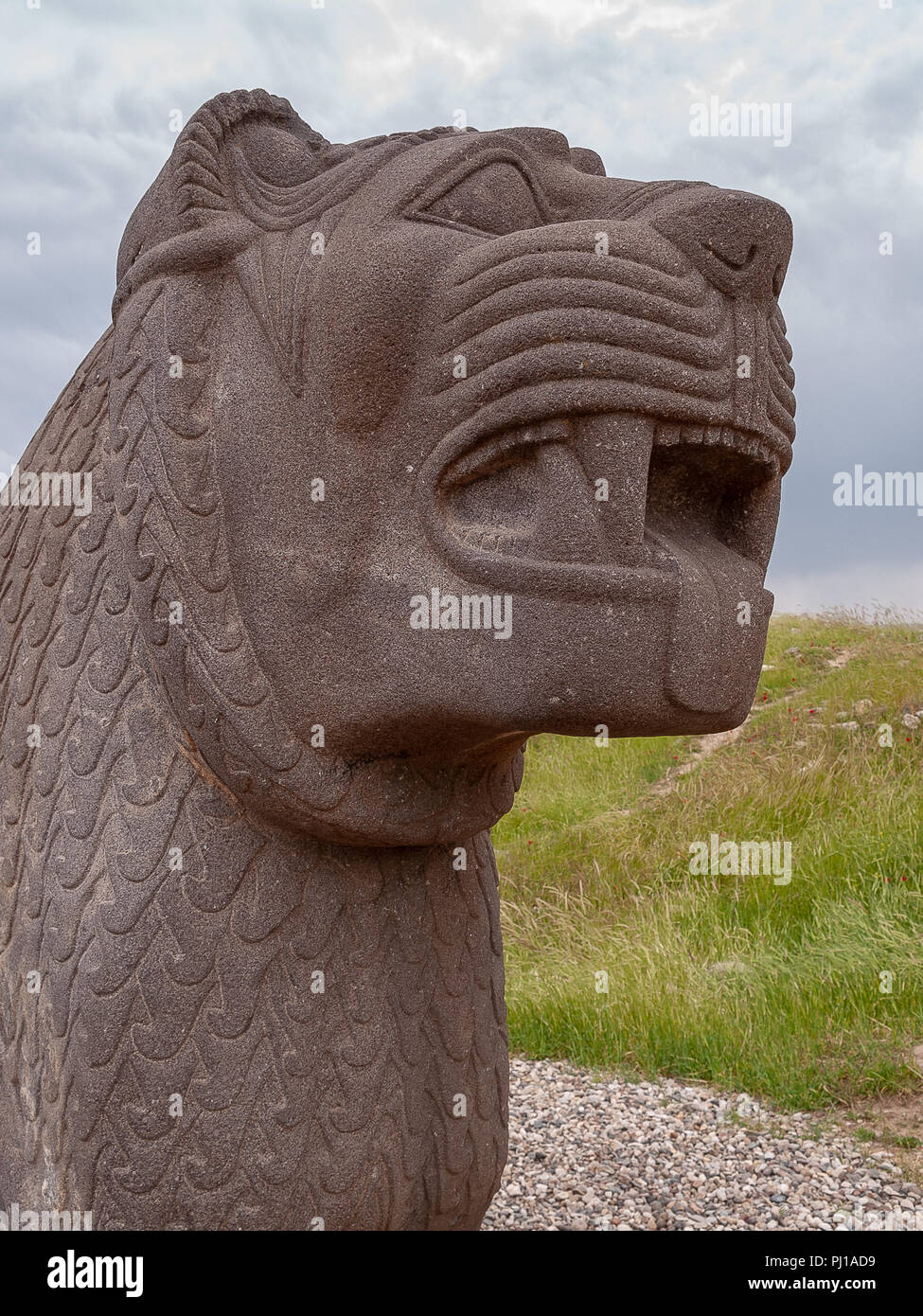 Remains of Syro-Hittite Ain Dara temple (1300 - 740 BC) are located in northern Syria, 67 kilometers northwest of Aleppo near the Turkish border. Stock Photo