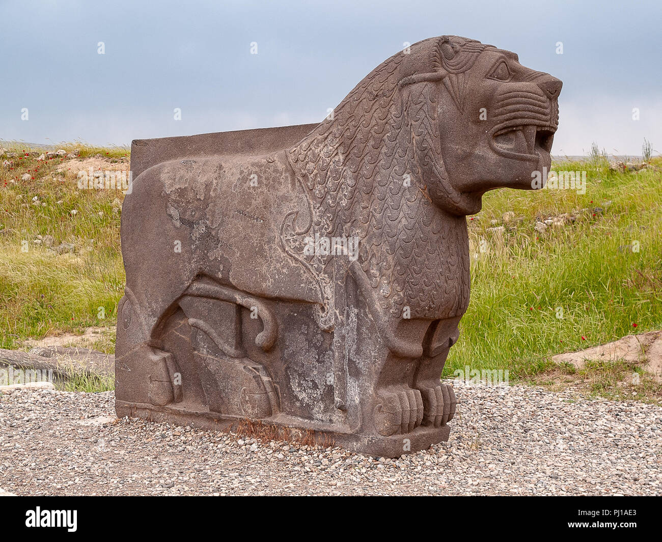 Remains of Syro-Hittite Ain Dara temple (1300 - 740 BC) are located in northern Syria, 67 kilometers northwest of Aleppo near the Turkish border. Stock Photo