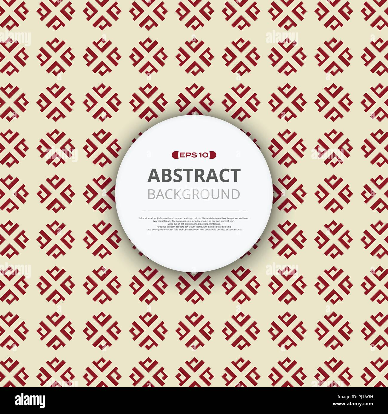 Abstract of red chinese pattern geometric background with round space of text, illustration vector eps10 Stock Vector