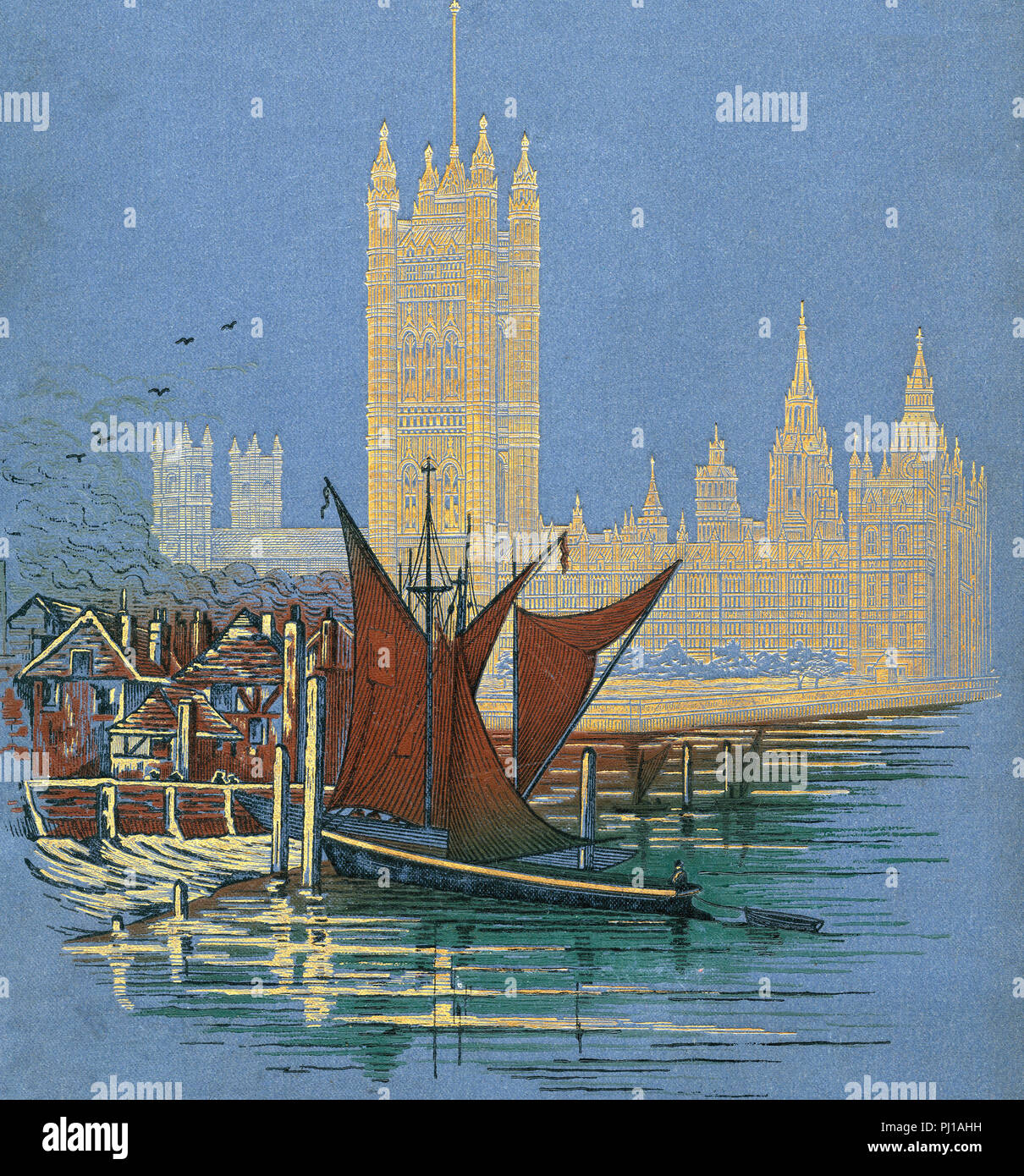 Front cover from the book, London Pictures, published 1890. Stock Photo
