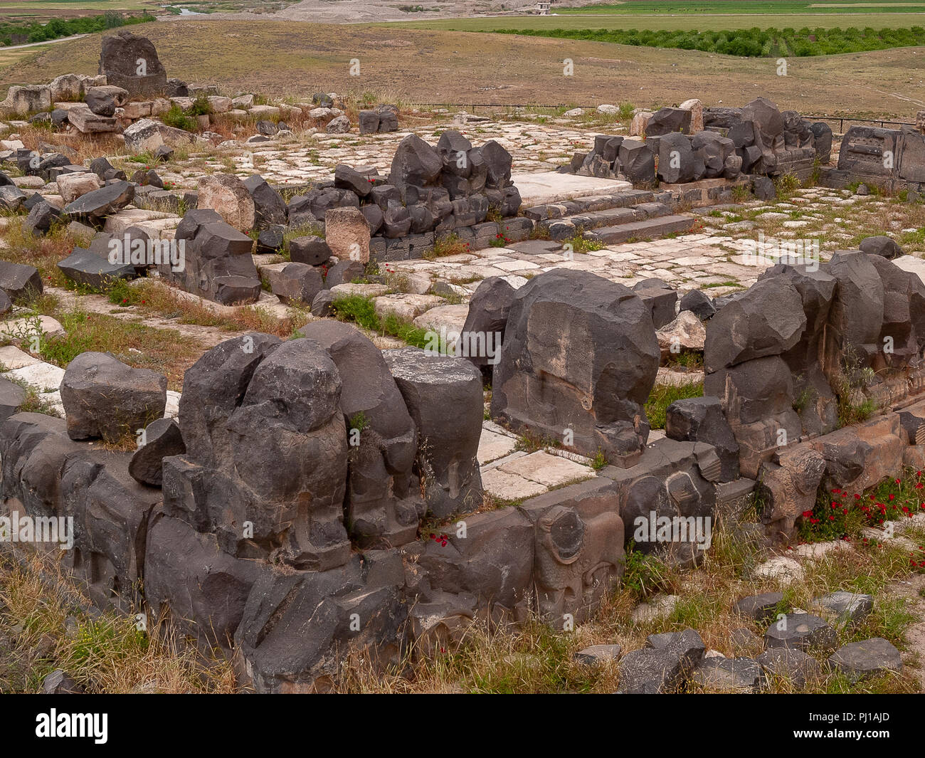 Remains of Syro-Hittite Ain Dara temple (1300 - 740 BC) are located in northern Syria, 67 kilometers northwest of Aleppo near the Turkish border. Stock Photo