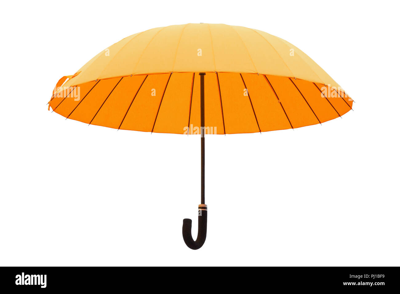 opened orange umbrella isolated on white Stock Photo