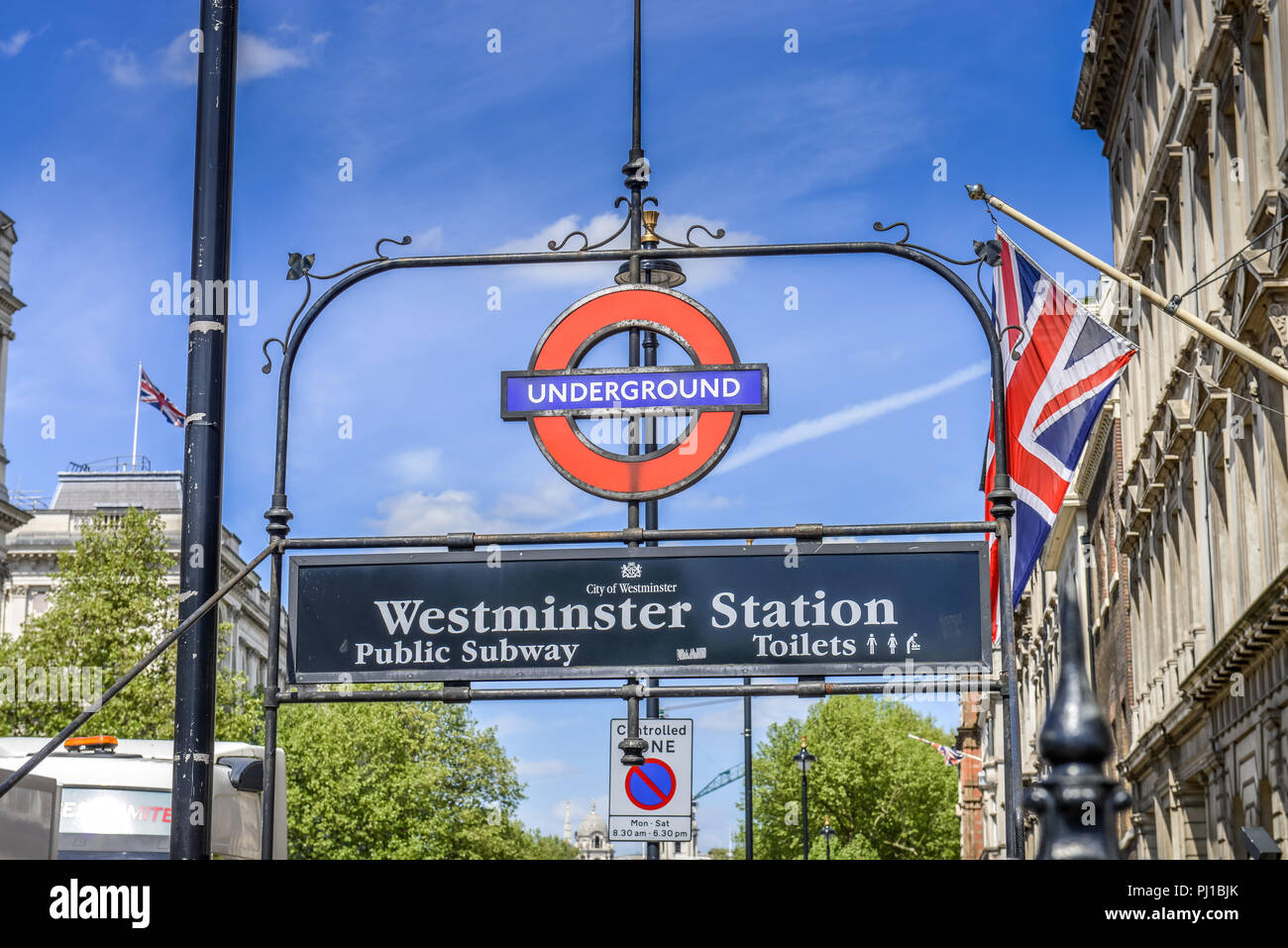 Schild, Underground, Westminster Station, London, England, Grossbritannien Stock Photo