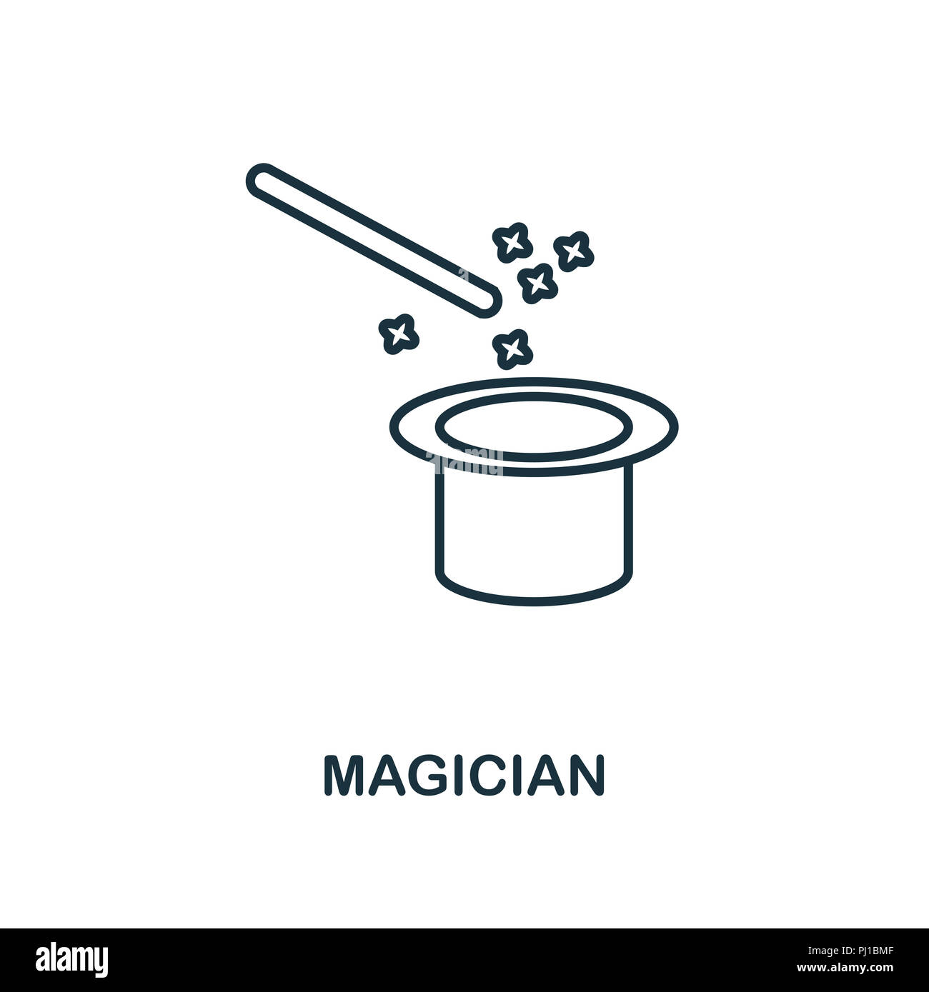Magician outline icon. Simple element illustration. Magician icon in ...