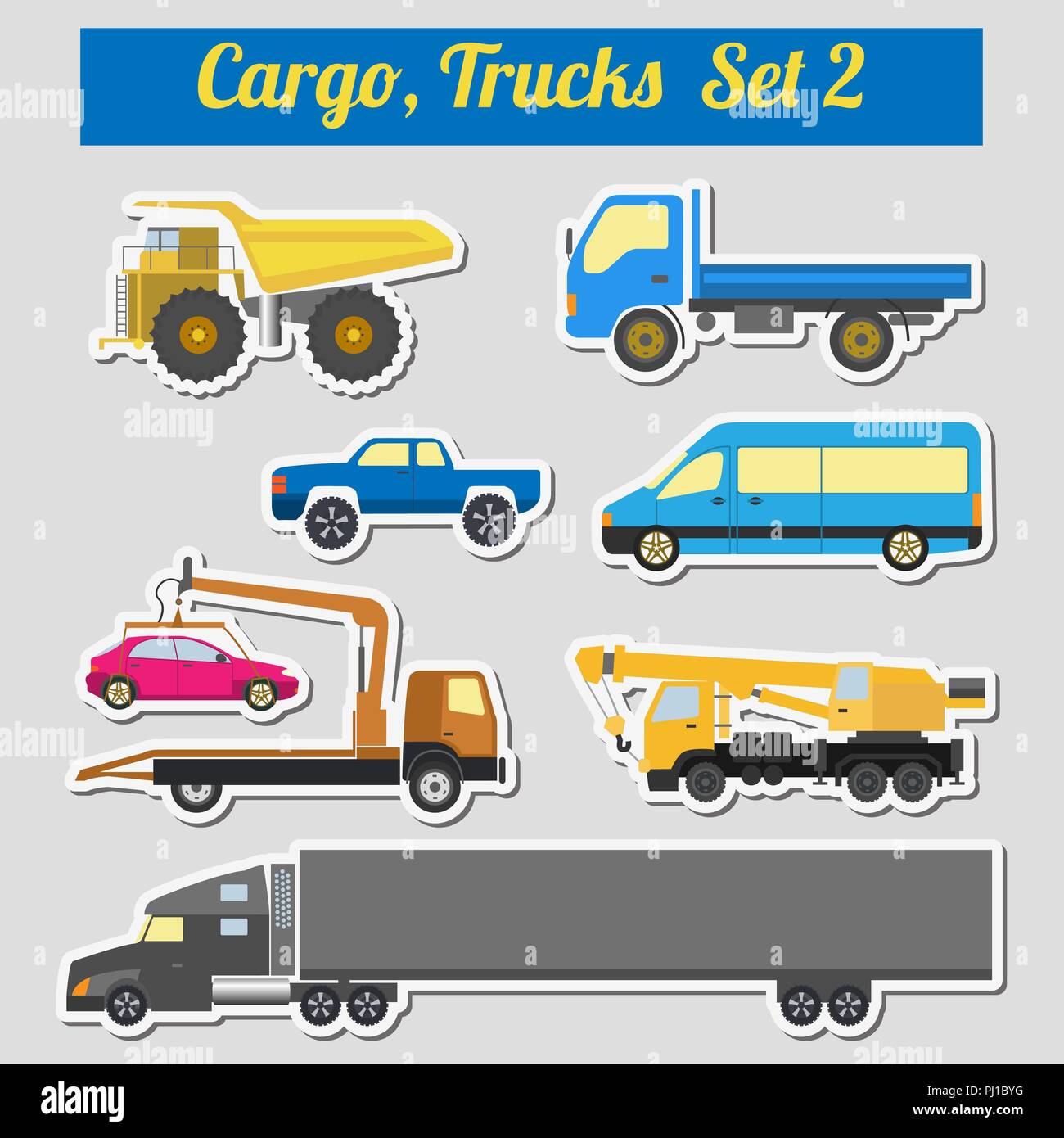Set of elements cargo transportation: trucks, lorry for creating your own infographics or maps. Vector illustration Stock Vector