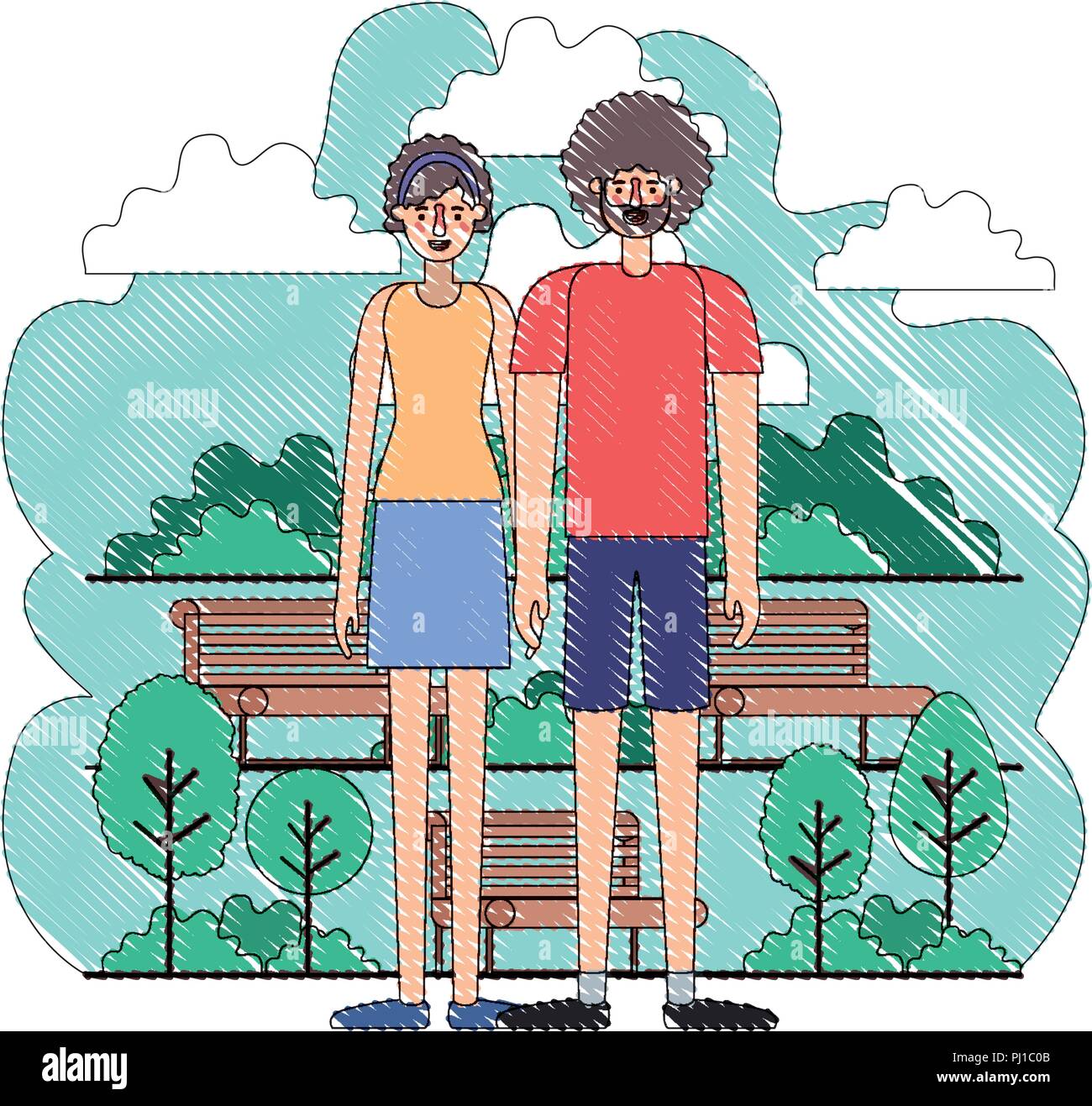 couple characters in the park scene Stock Vector Image & Art - Alamy