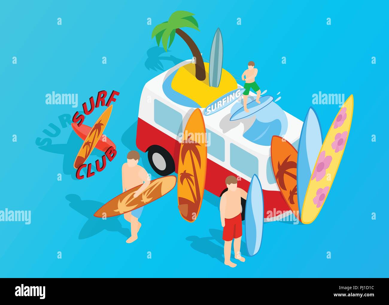 Surfing clip art, isometric style Stock Vector Image & Art - Alamy