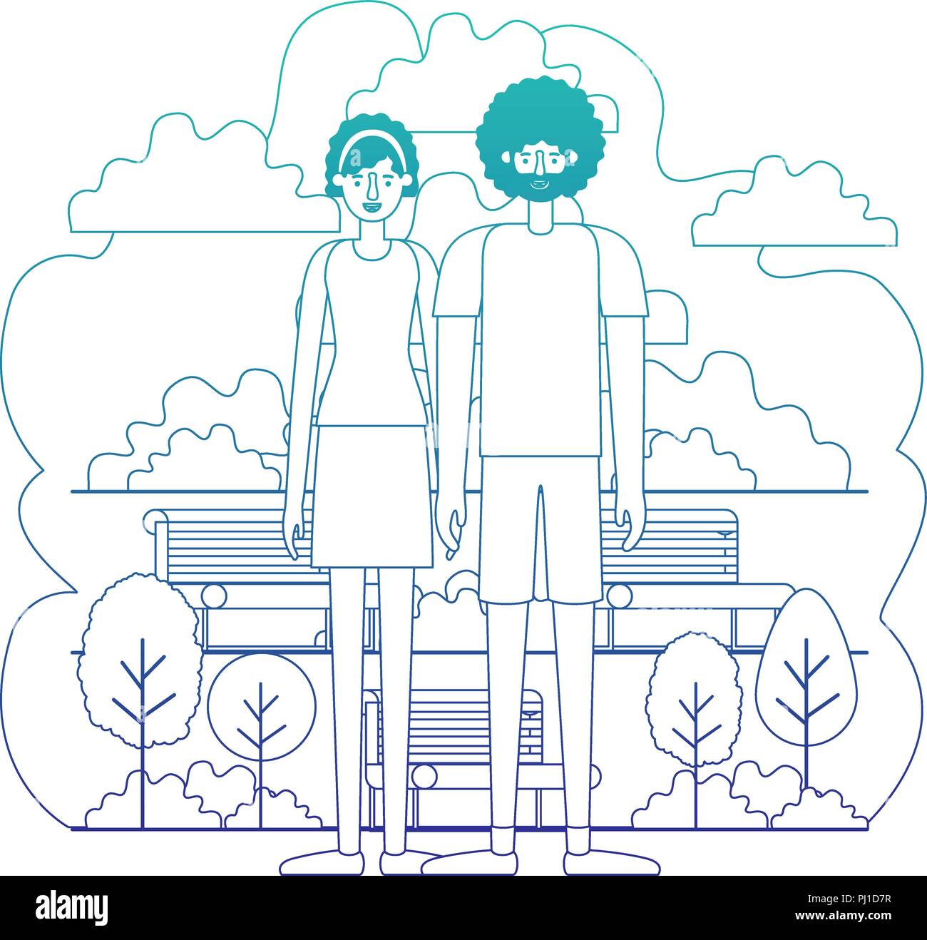couple characters in the park scene Stock Vector Image & Art - Alamy