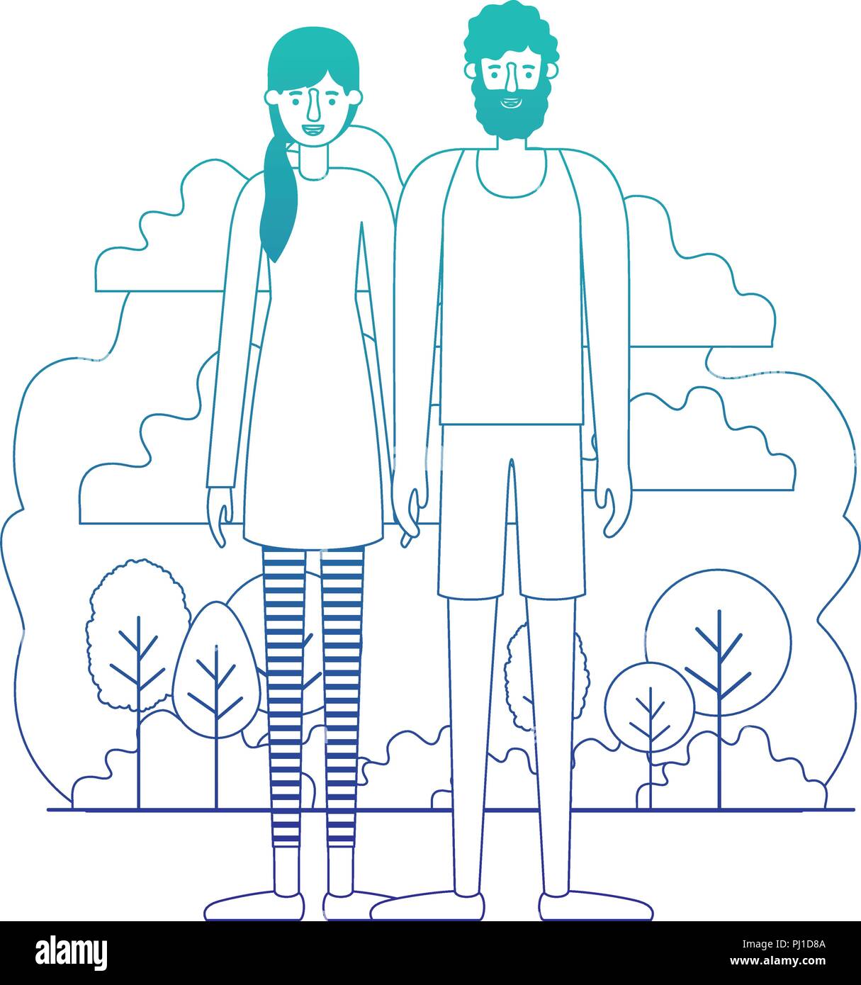 couple characters in camp scene Stock Vector Image & Art - Alamy