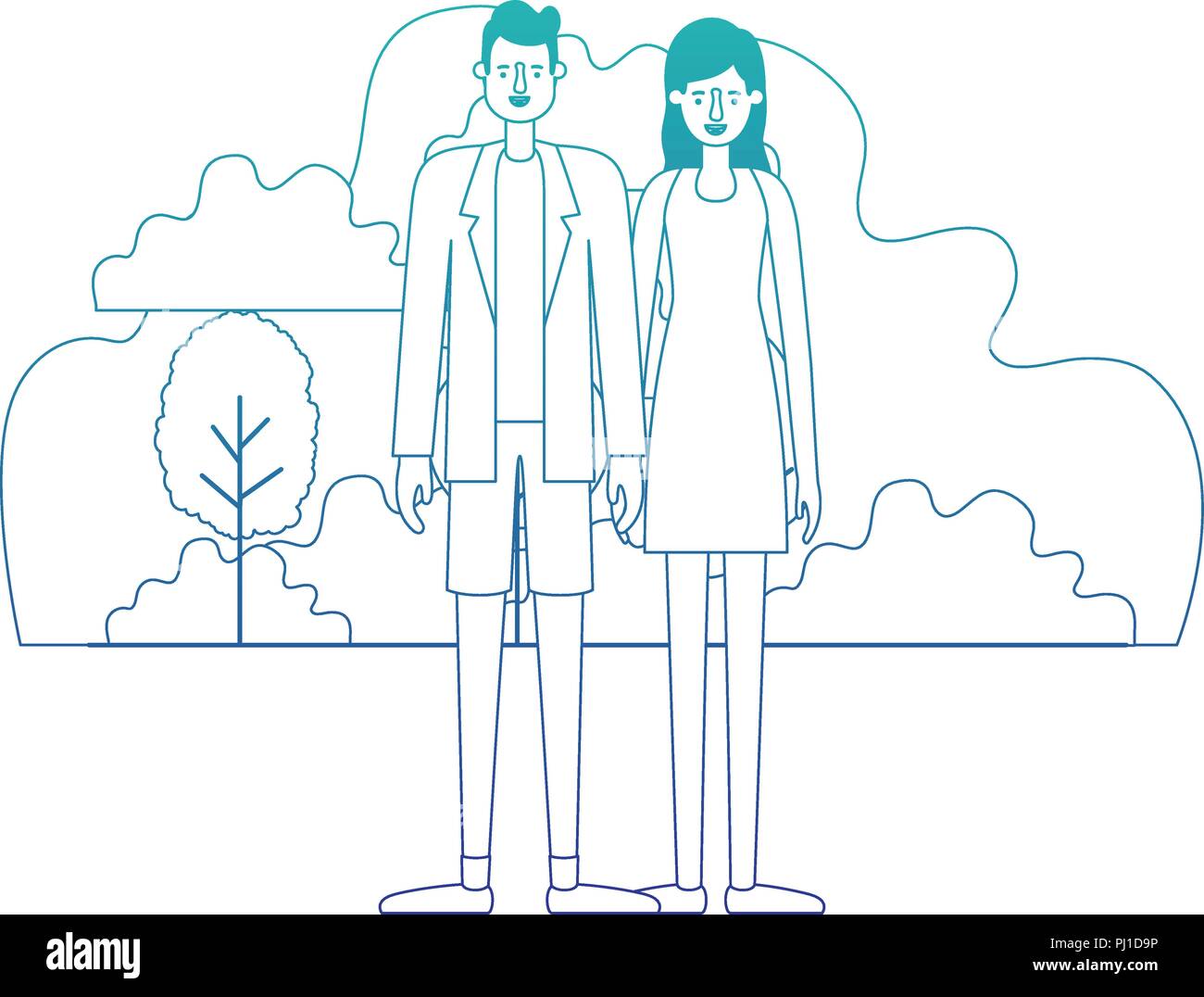 couple characters in camp scene Stock Vector Image & Art - Alamy