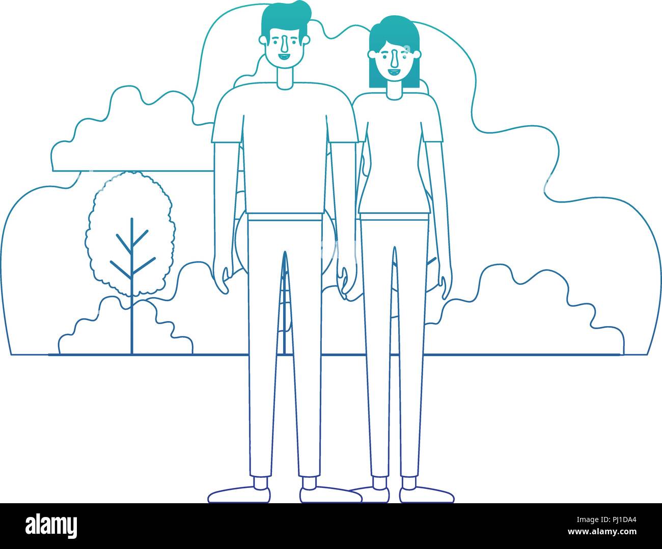 couple characters in camp scene Stock Vector Image & Art - Alamy