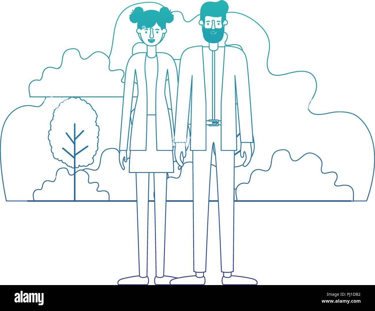 couple characters in camp scene Stock Vector Image & Art - Alamy