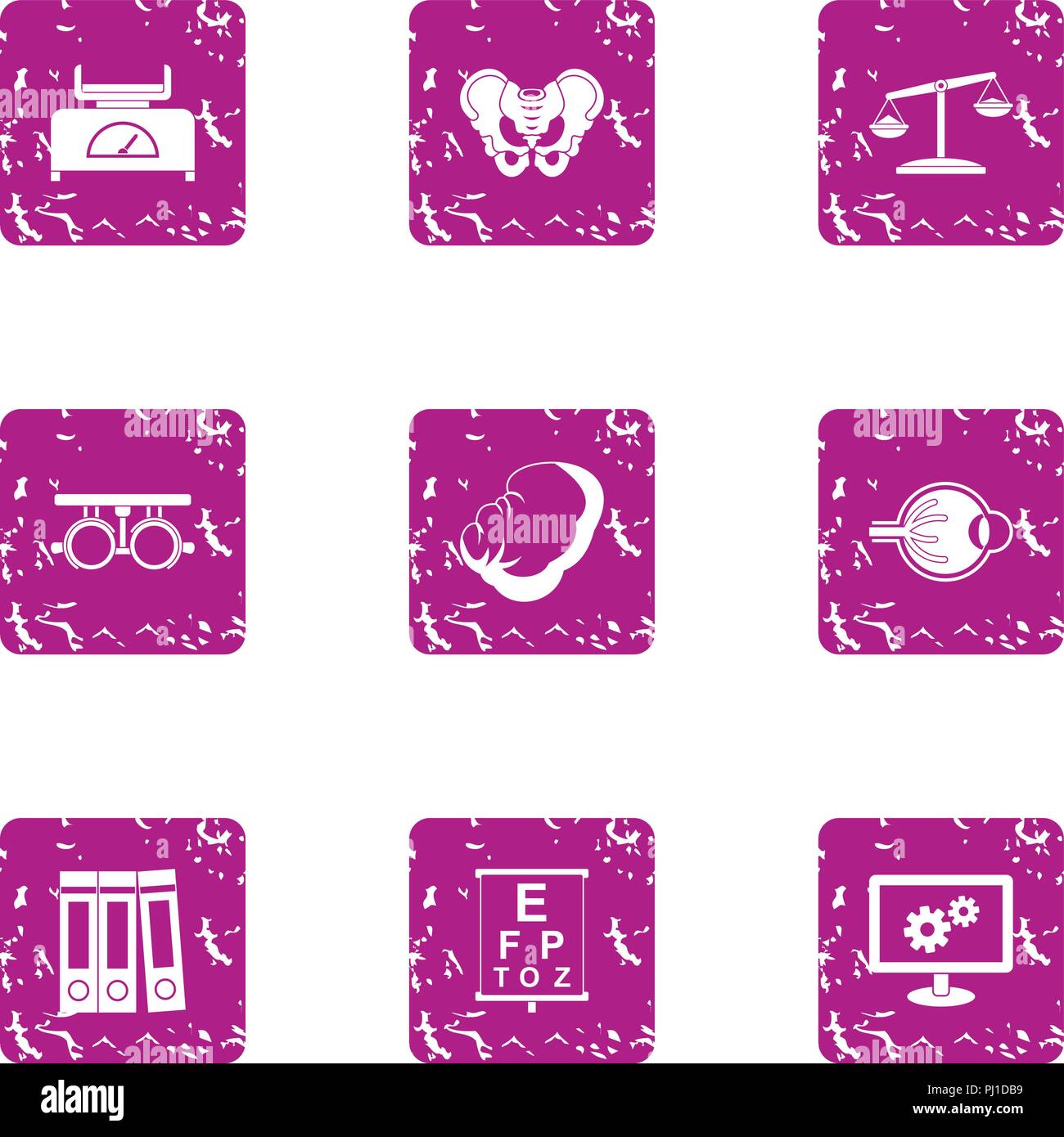 Ponder icons set, grunge style Stock Vector
