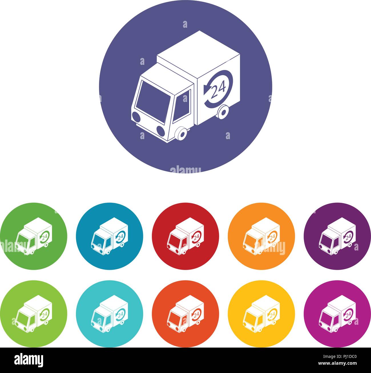 24 hour delivery icons set vector color Stock Vector