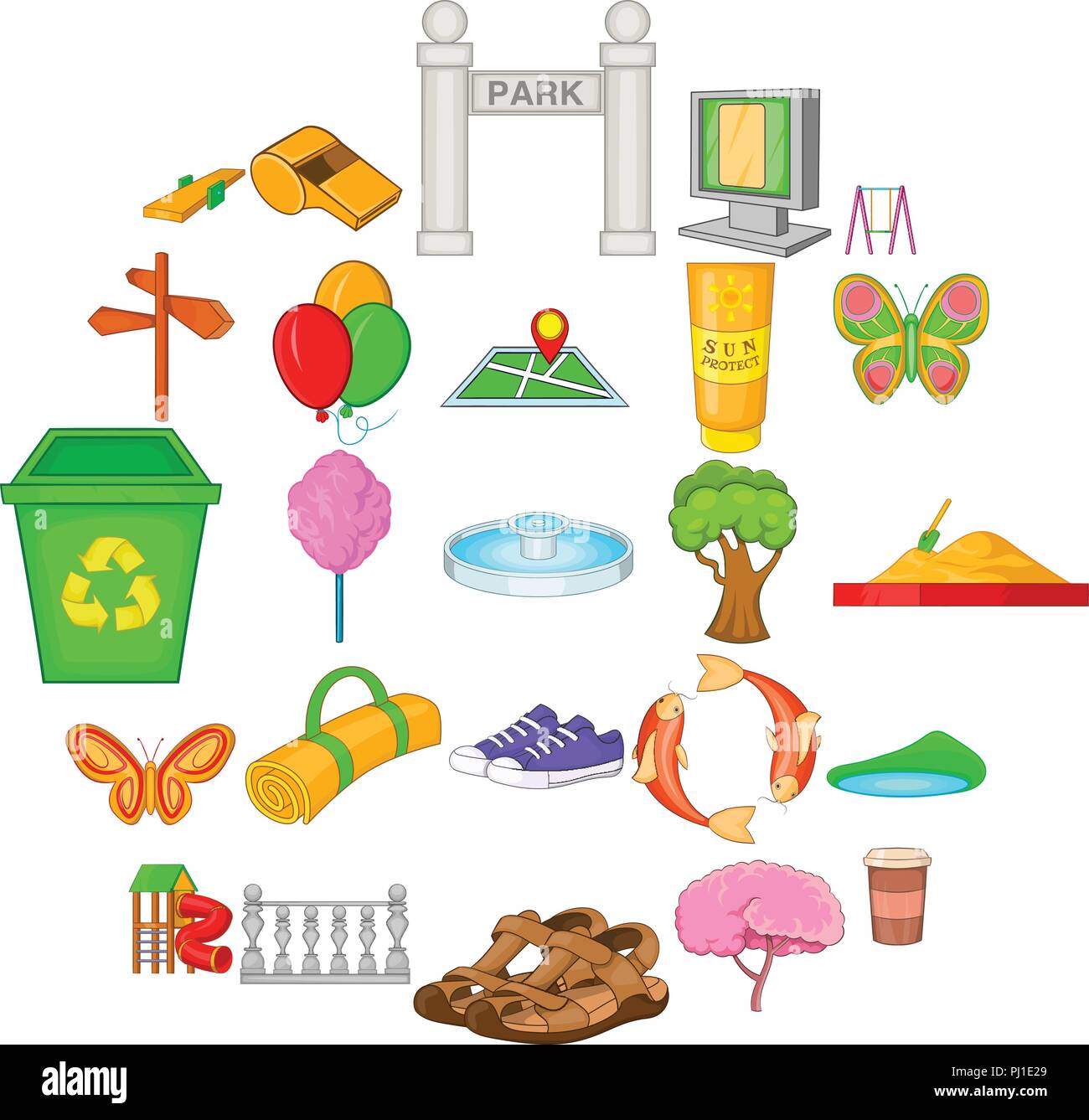 Urban park icons set, cartoon style Stock Vector Image & Art - Alamy