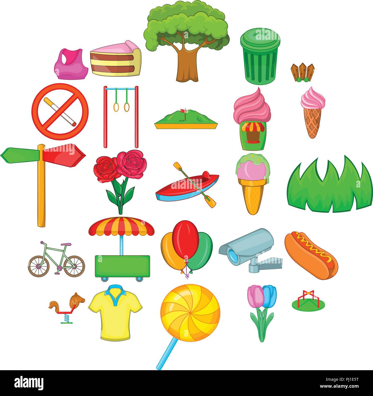 Beautiful park icons set, cartoon style Stock Vector Image & Art - Alamy