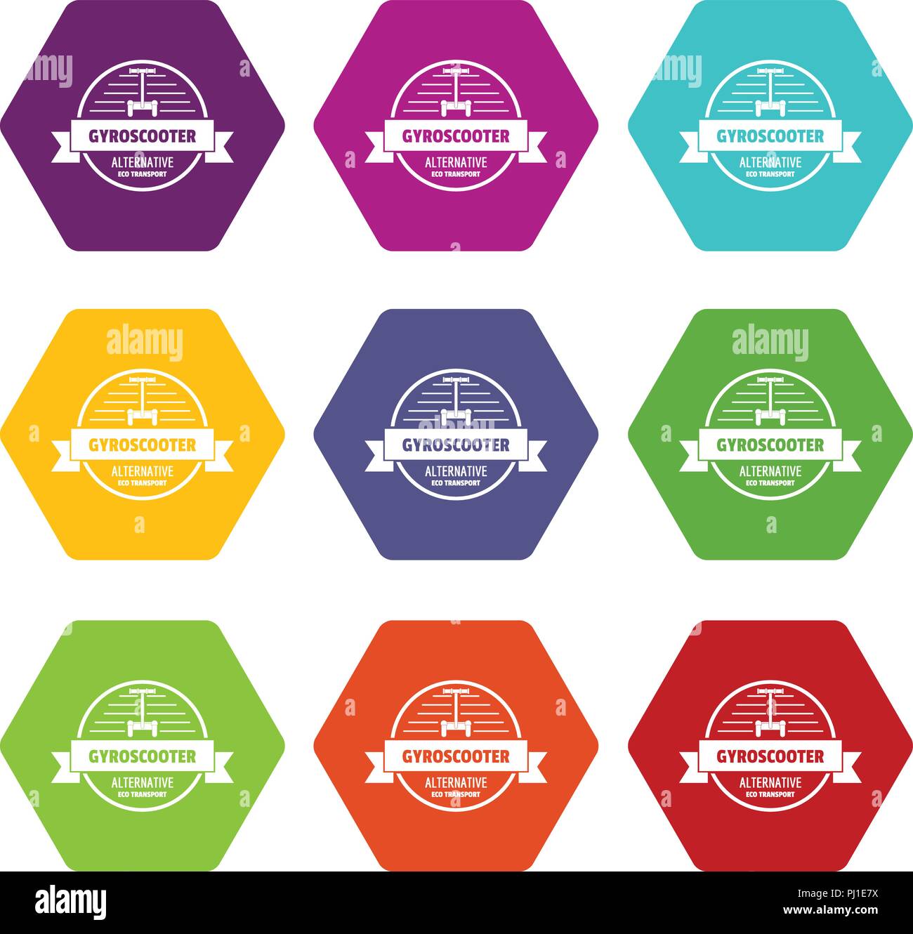 Gyro scooter icons set 9 vector Stock Vector