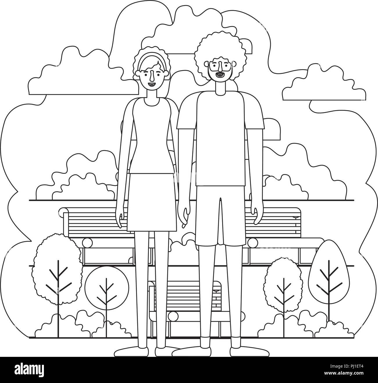 couple characters in the park scene Stock Vector Image & Art - Alamy