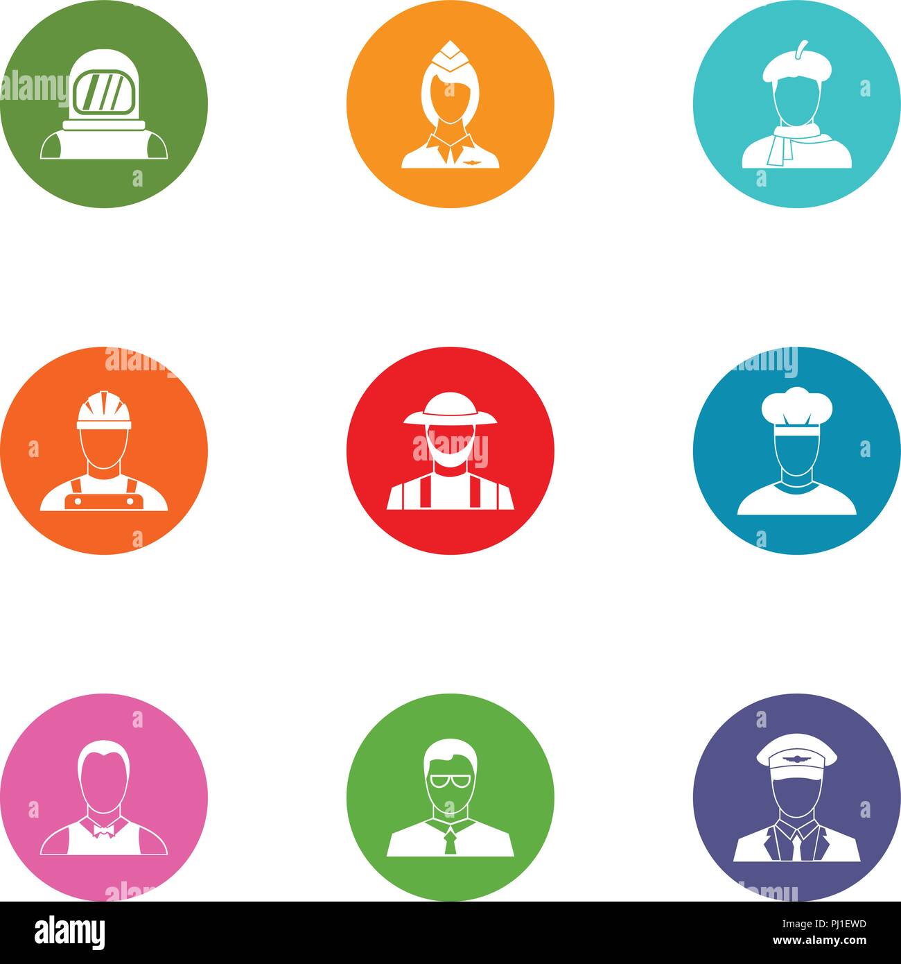 Personalization icons set, flat style Stock Vector