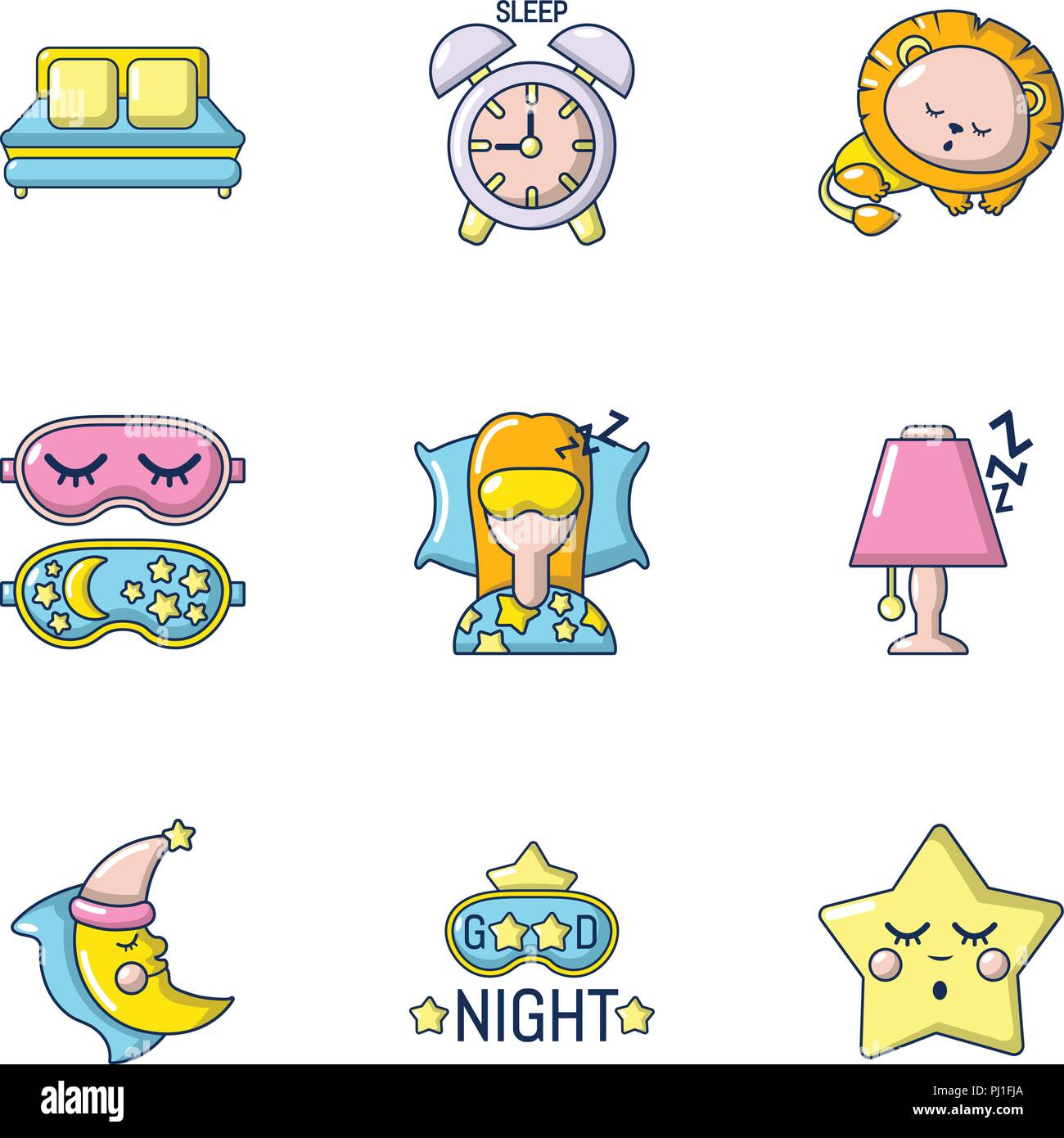 Slumber icons set, cartoon style Stock Vector Image & Art - Alamy