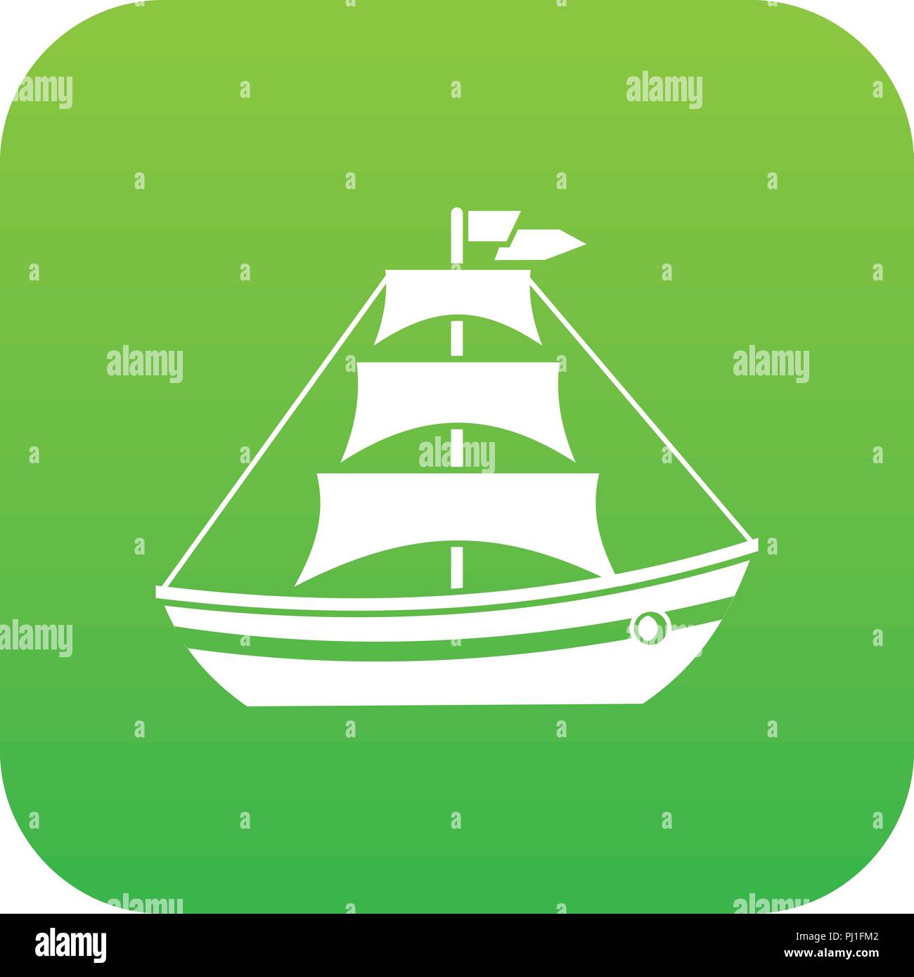 Boat with sails icon digital green Stock Vector Image & Art - Alamy