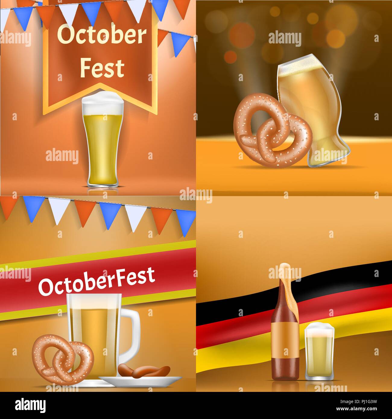 Oktoberfest banner set, realistic style Stock Vector Image & Art - Alamy