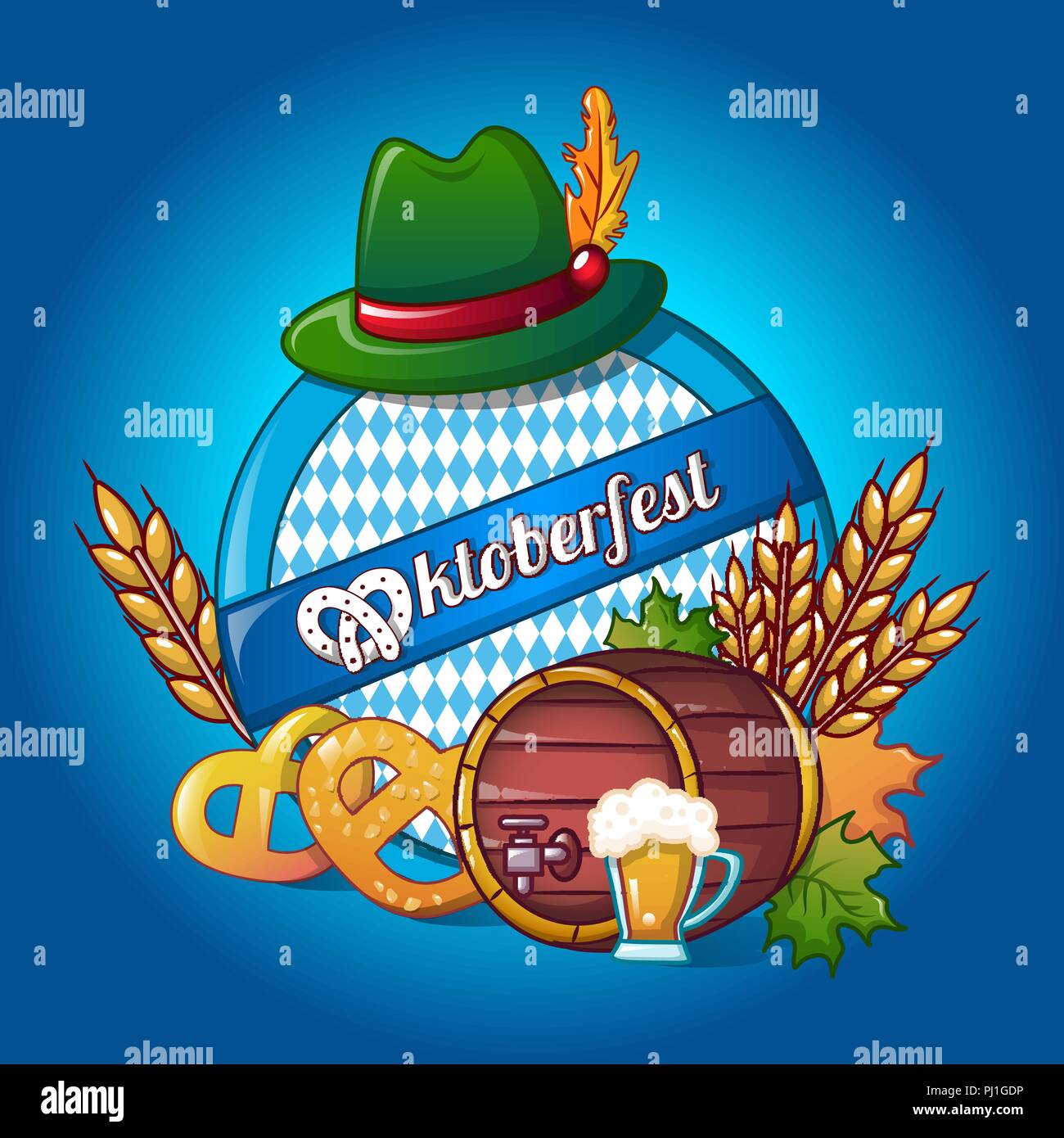 Oktoberfest concept background, cartoon style Stock Vector Image & Art