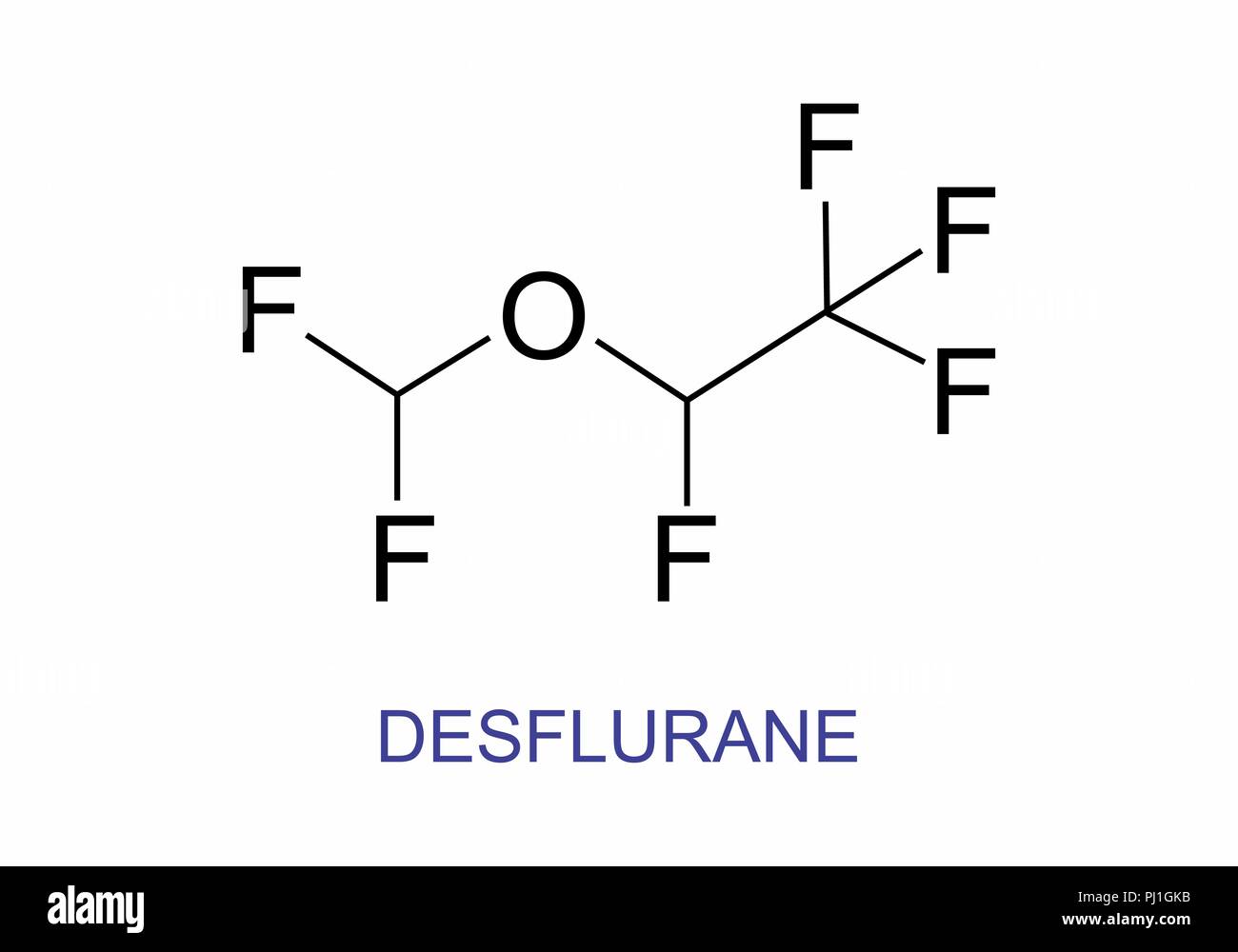 Illustration of the structural formula of the substance Desflurane Stock Vector