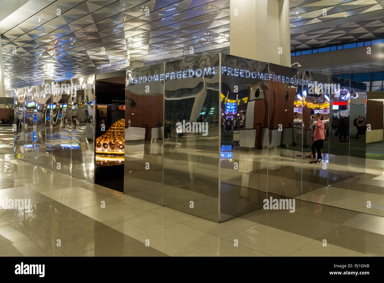 Art and history display at the Soekarno-Hatta International Airport, Jakarta, Indonesia. Stock Photo