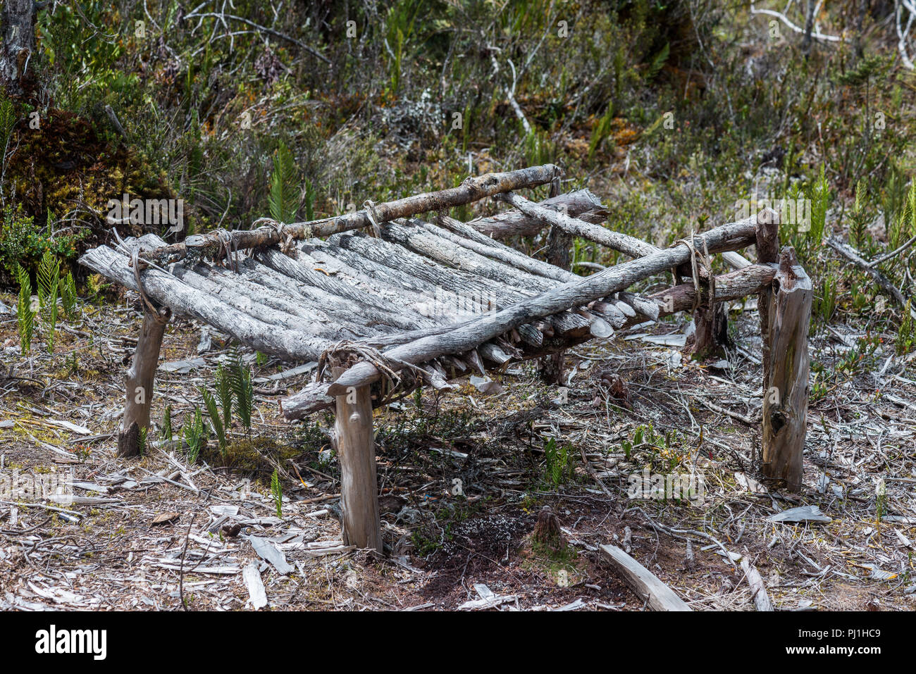 A make-shift table locals use in the mountains of central highland. Papua,  Indonesia Stock Photo - Alamy