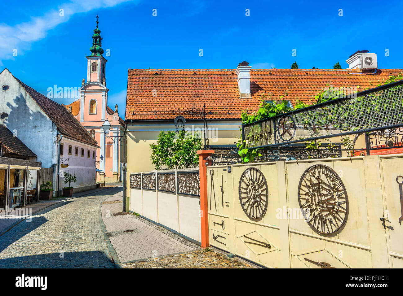 Scenic view at Varazdin baroque architecture, former capital city of Croatia. Stock Photo