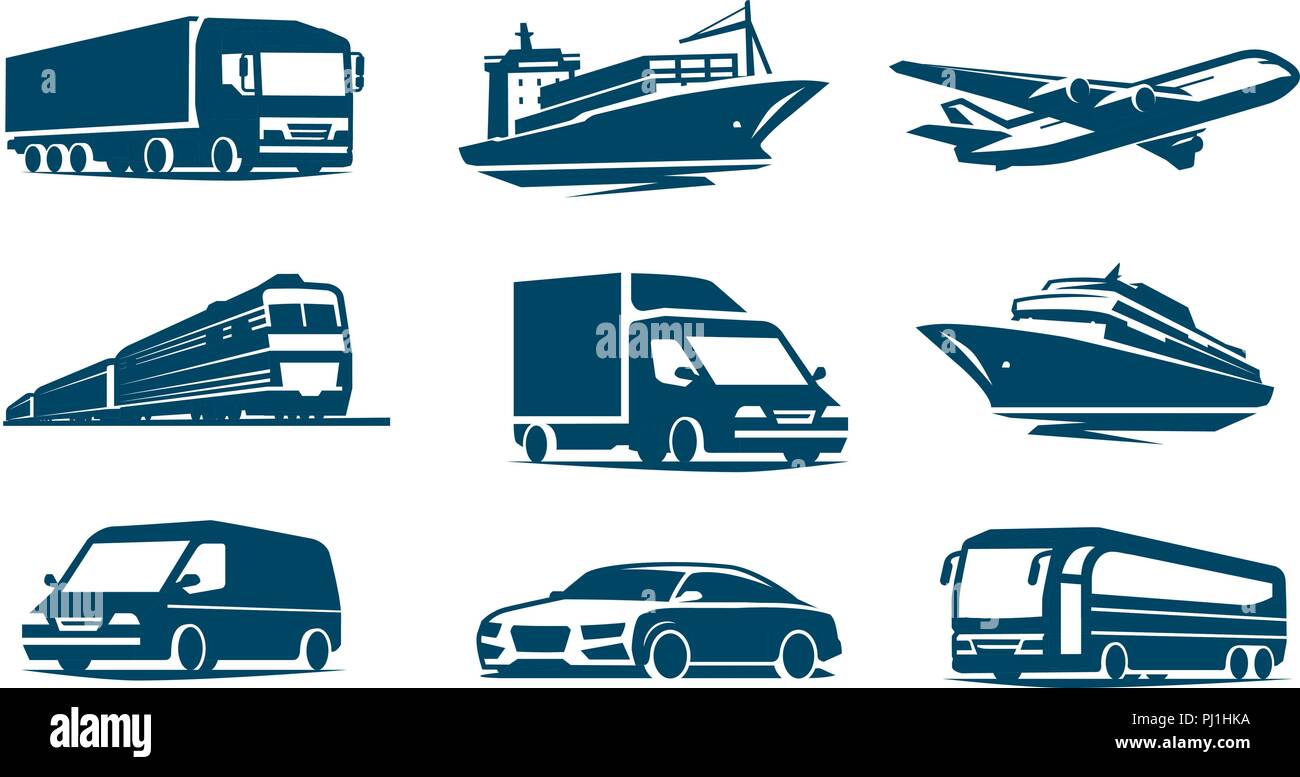 Transport icon set. Transportation symbol. Vector illustration Stock Vector