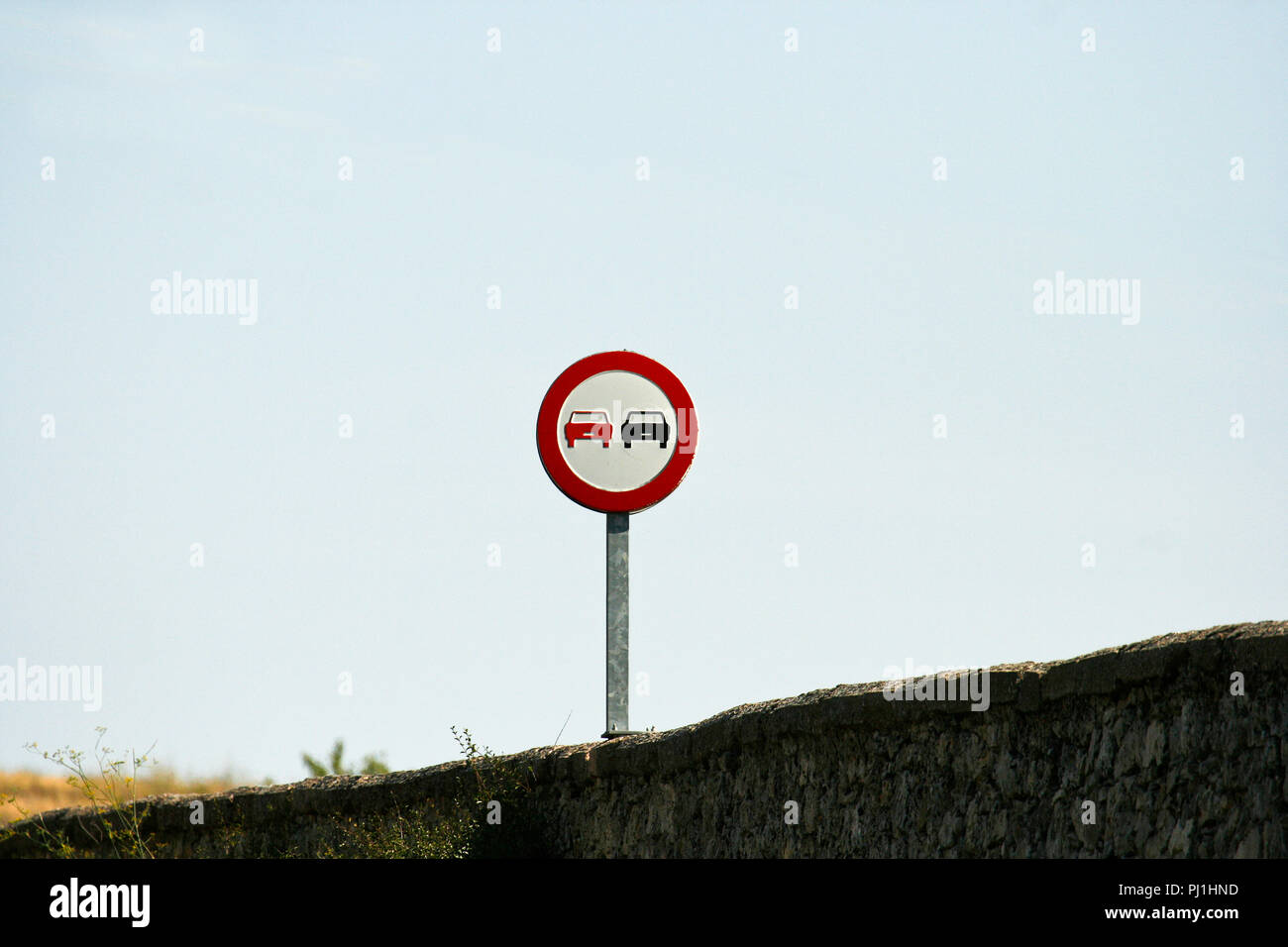 Sign road. Urueñas, Segovia. Spain Stock Photo