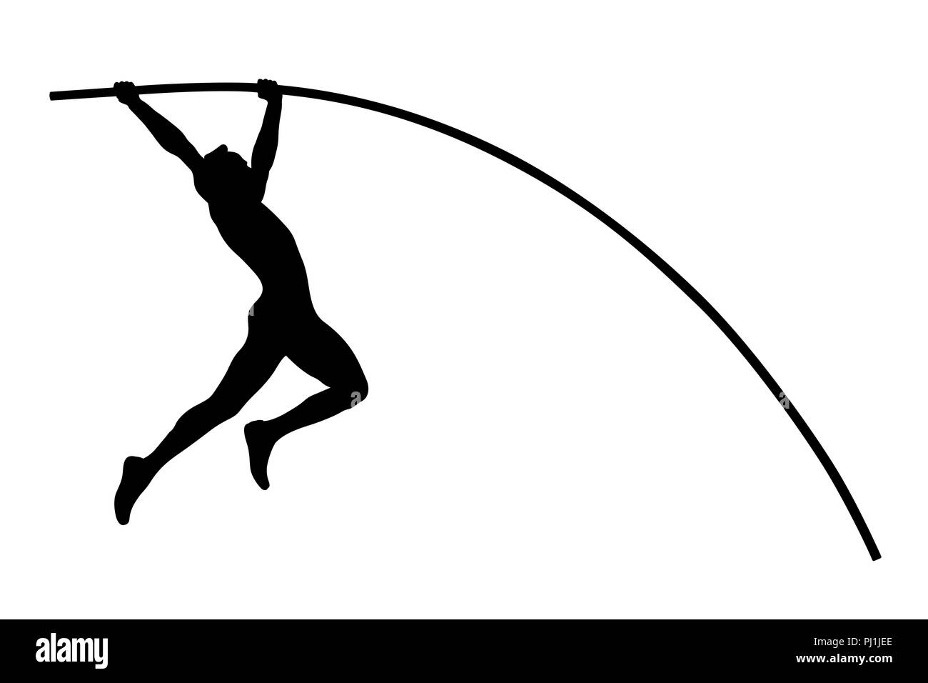pole vault athlete jumper black silhouette Stock Photo - Alamy