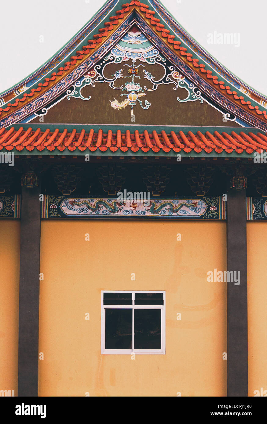 Chinese Temple, intricate details of a Chinese place of worship in Bali, Indonesia; religious architecture Stock Photo