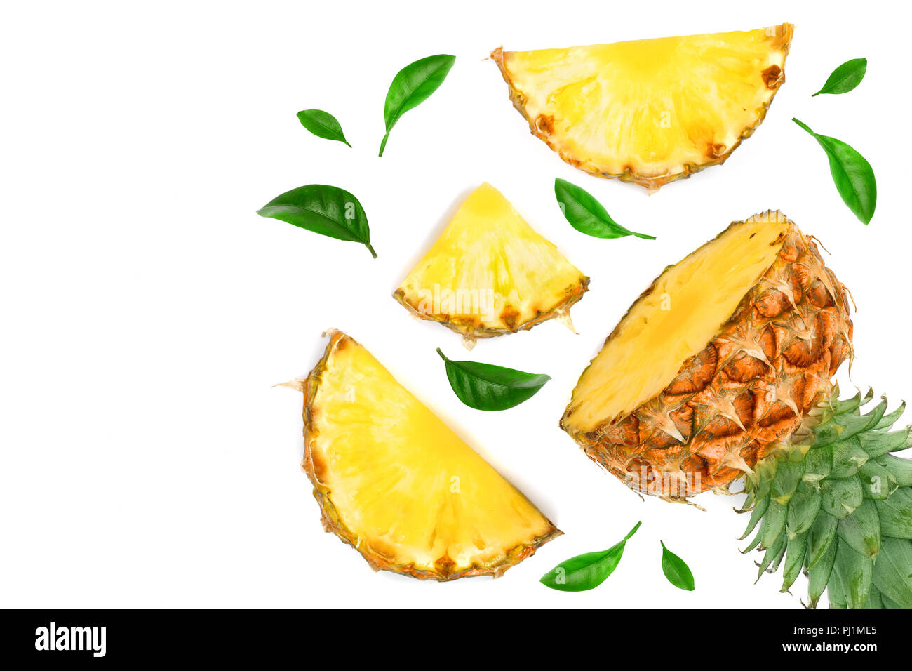 Sliced pineapple isolated on white background with copy space for your ...